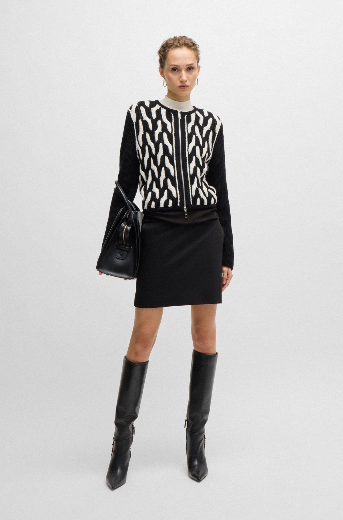 BOSS - Mini skirt with shiny waistband - Black Product Image