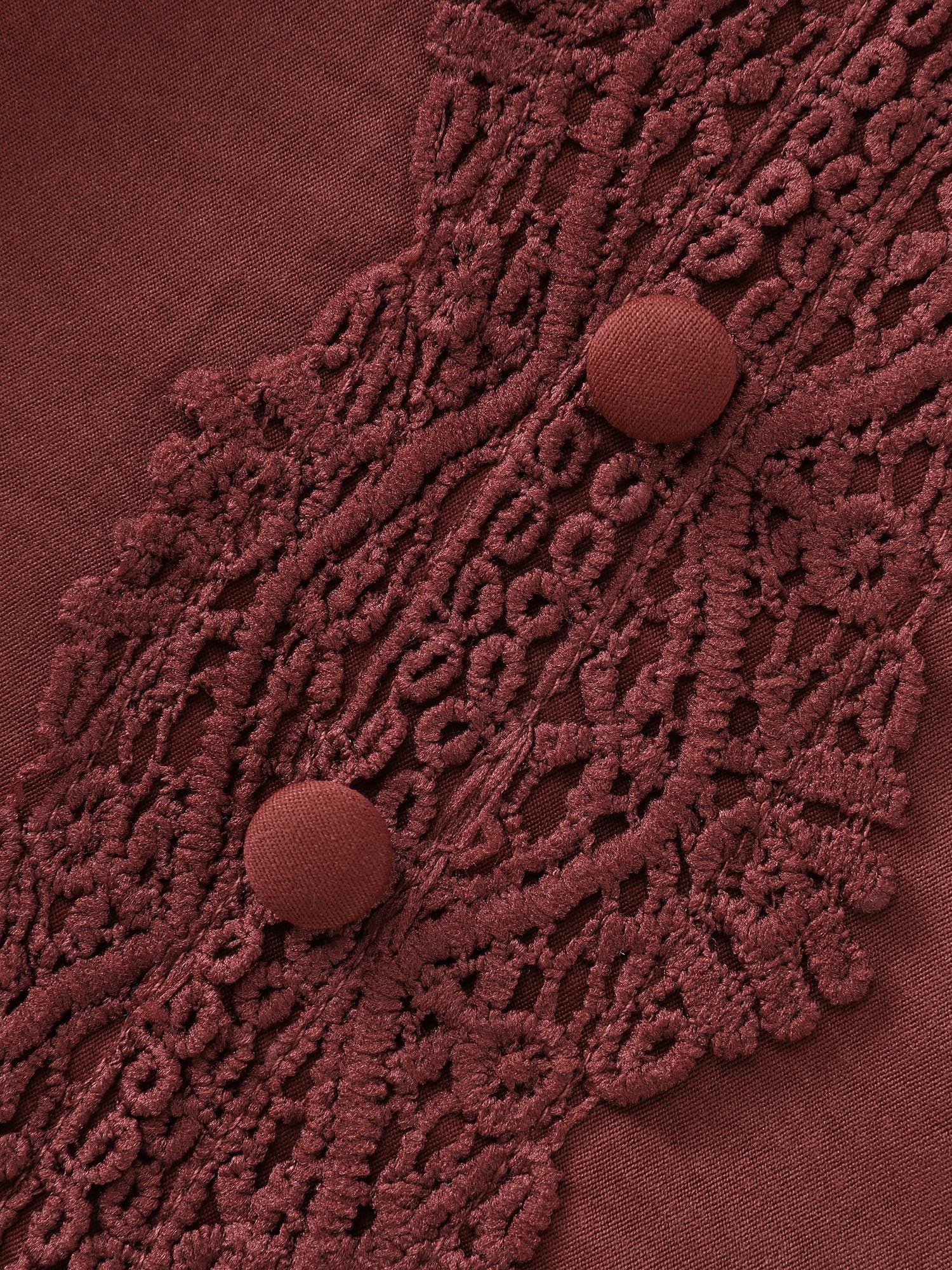 Lace Trim Cinched-Flared Blouse Female Product Image