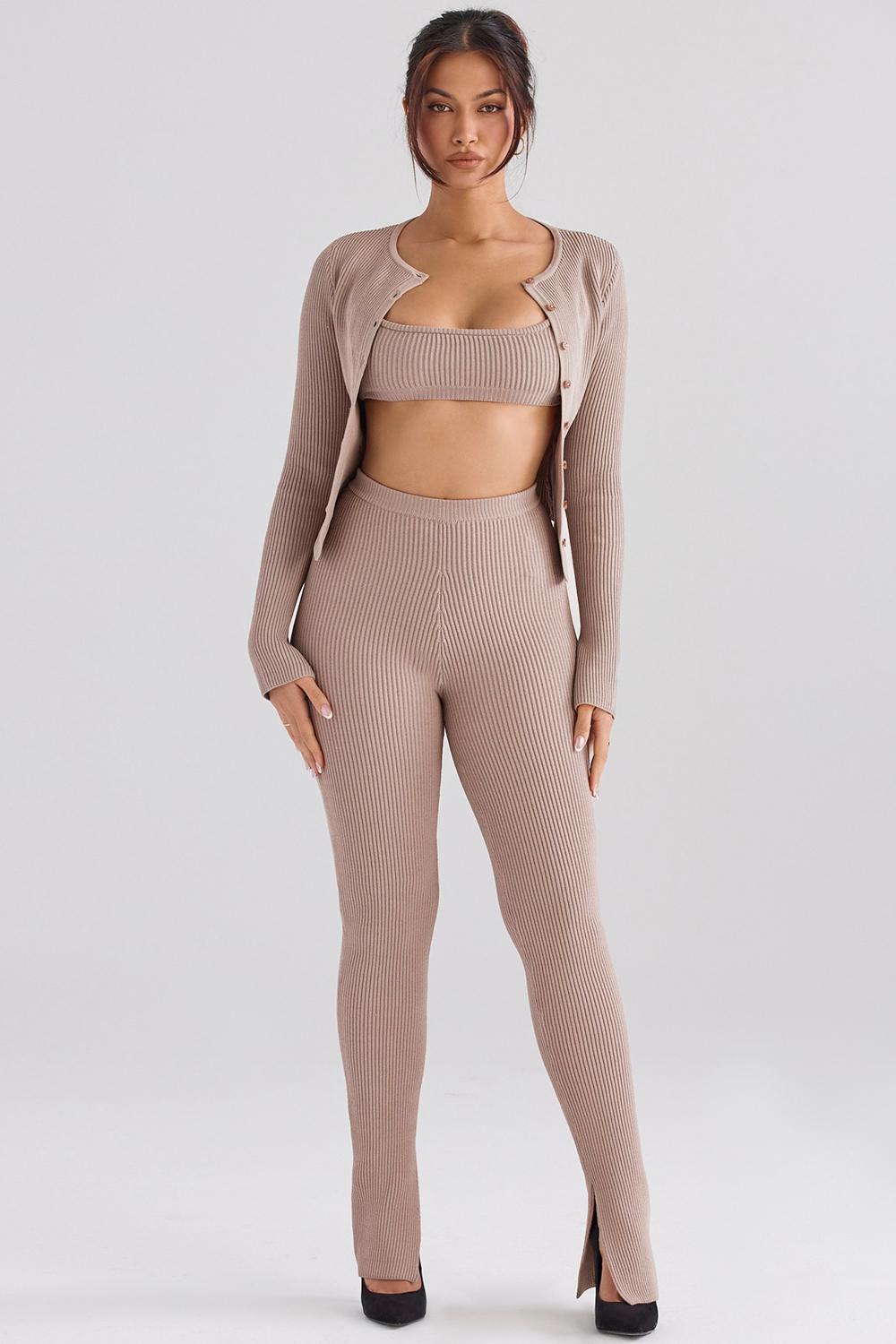 Mitzi  taupe ribbed knit leggings - sale Product Image