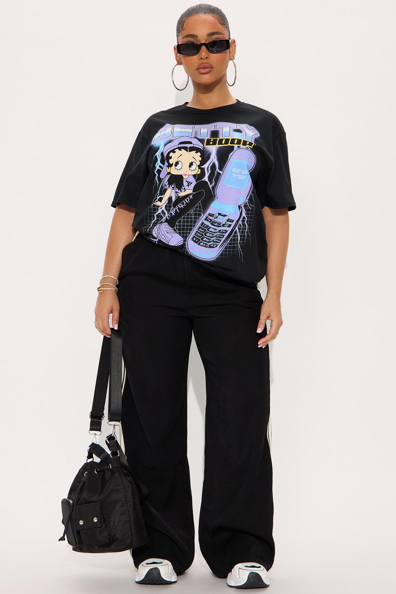 Betty Boop Flip Phone Oversized Tee - Black Product Image