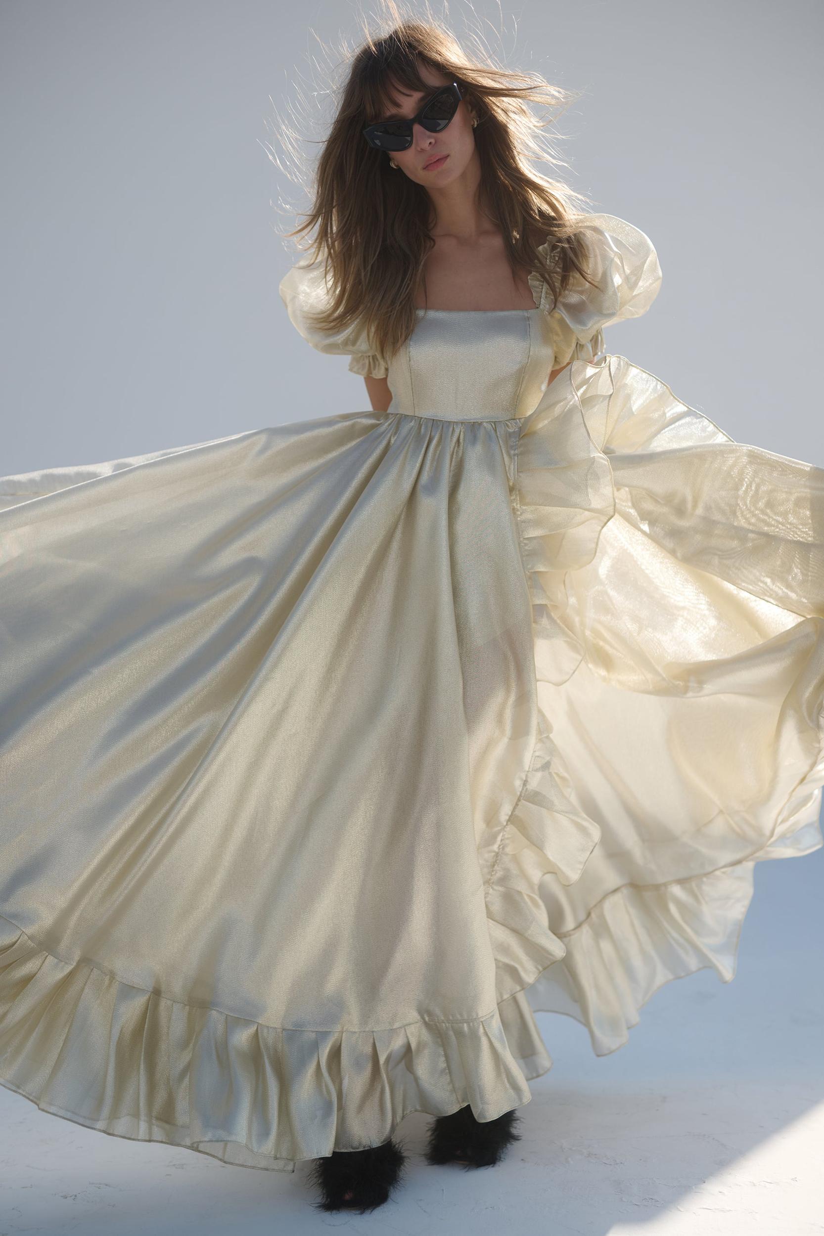 The Champagne Ruffle Gown Product Image