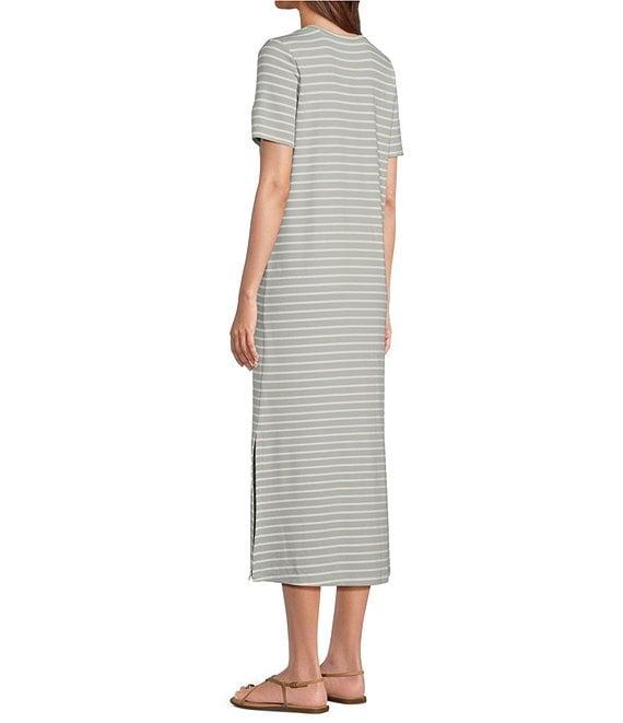 Le' AL.X Stripe Stretch Knit Crew Neck Short Sleeve T-Shirt Midi Dress Product Image