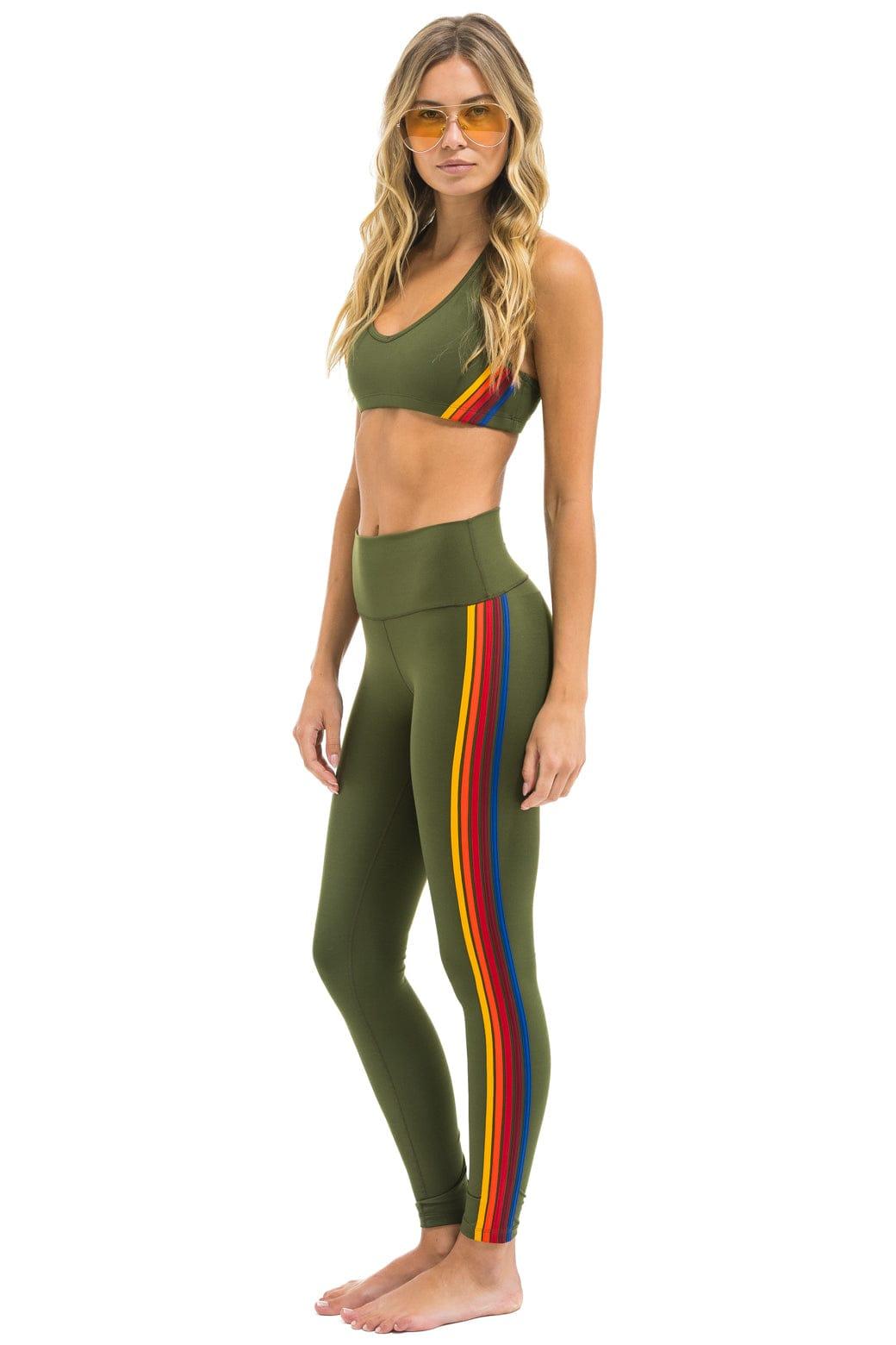 FULL LENGTH HI-RISE 5 STRIPE LEGGINGS - LEAF Female Product Image