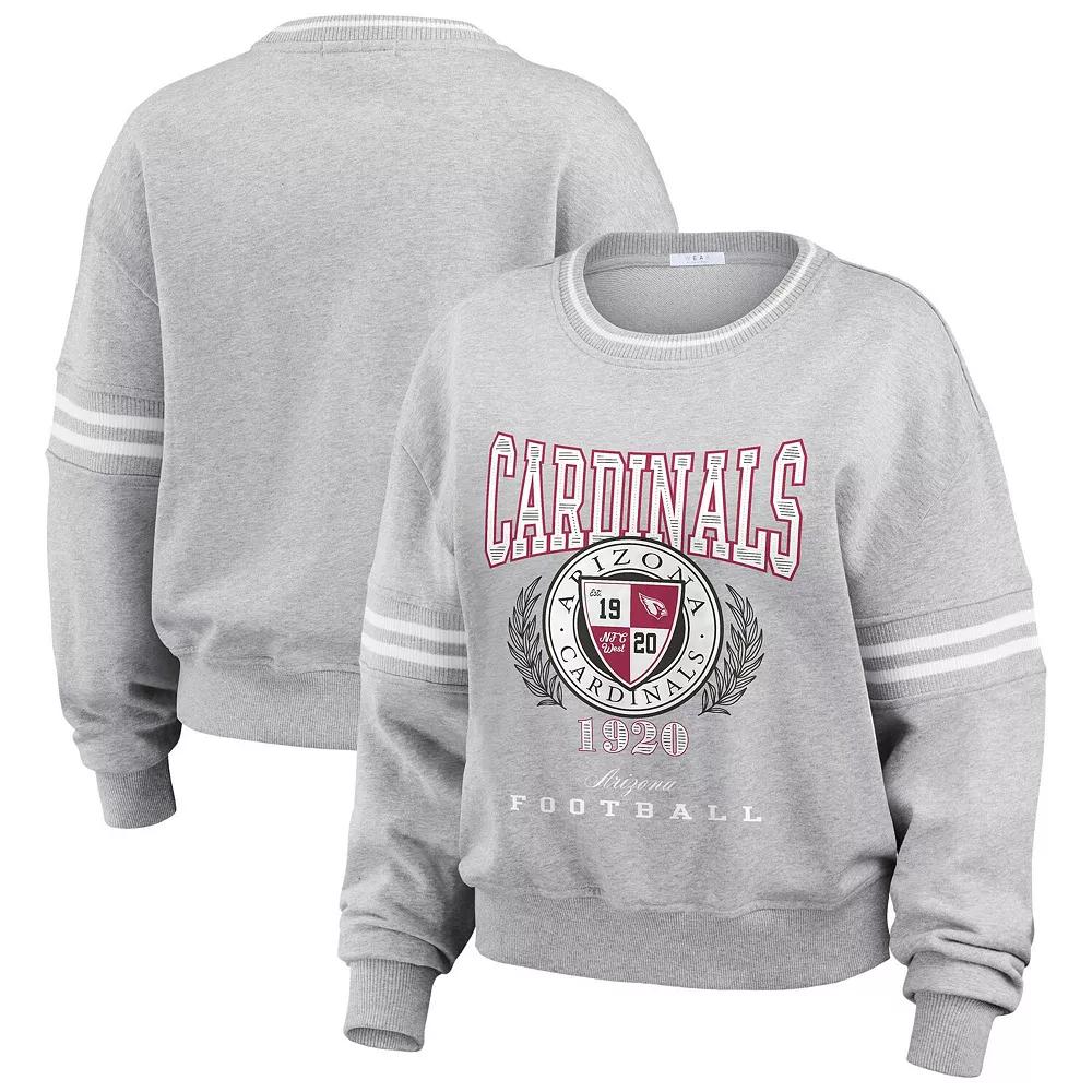 Women's WEAR by Erin Andrews Heather Gray Arizona Cardinals Cropped Pullover Sweatshirt,  Product Image