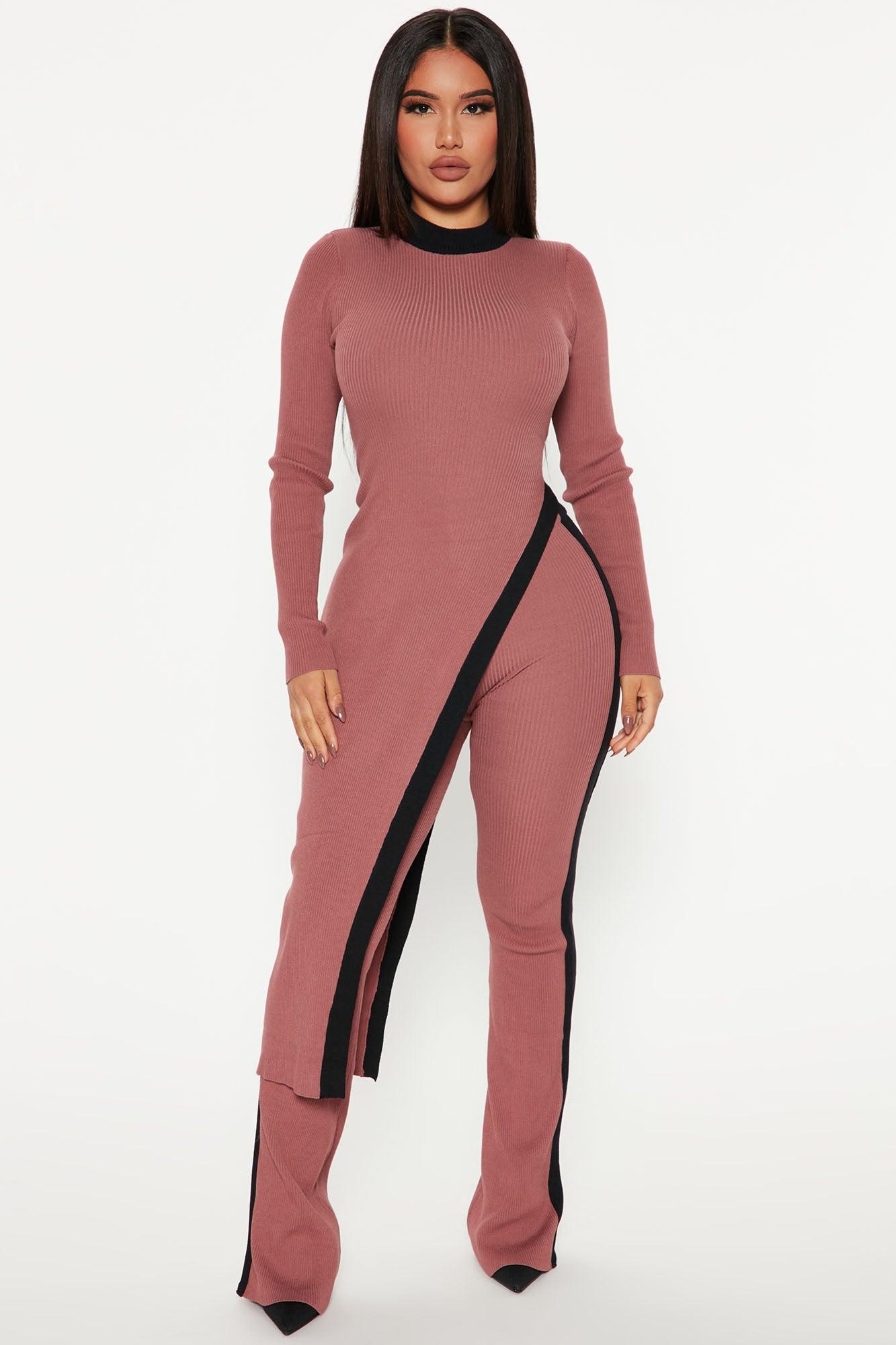 Skylar Sweater Pant Set - Mauve/combo Female Product Image