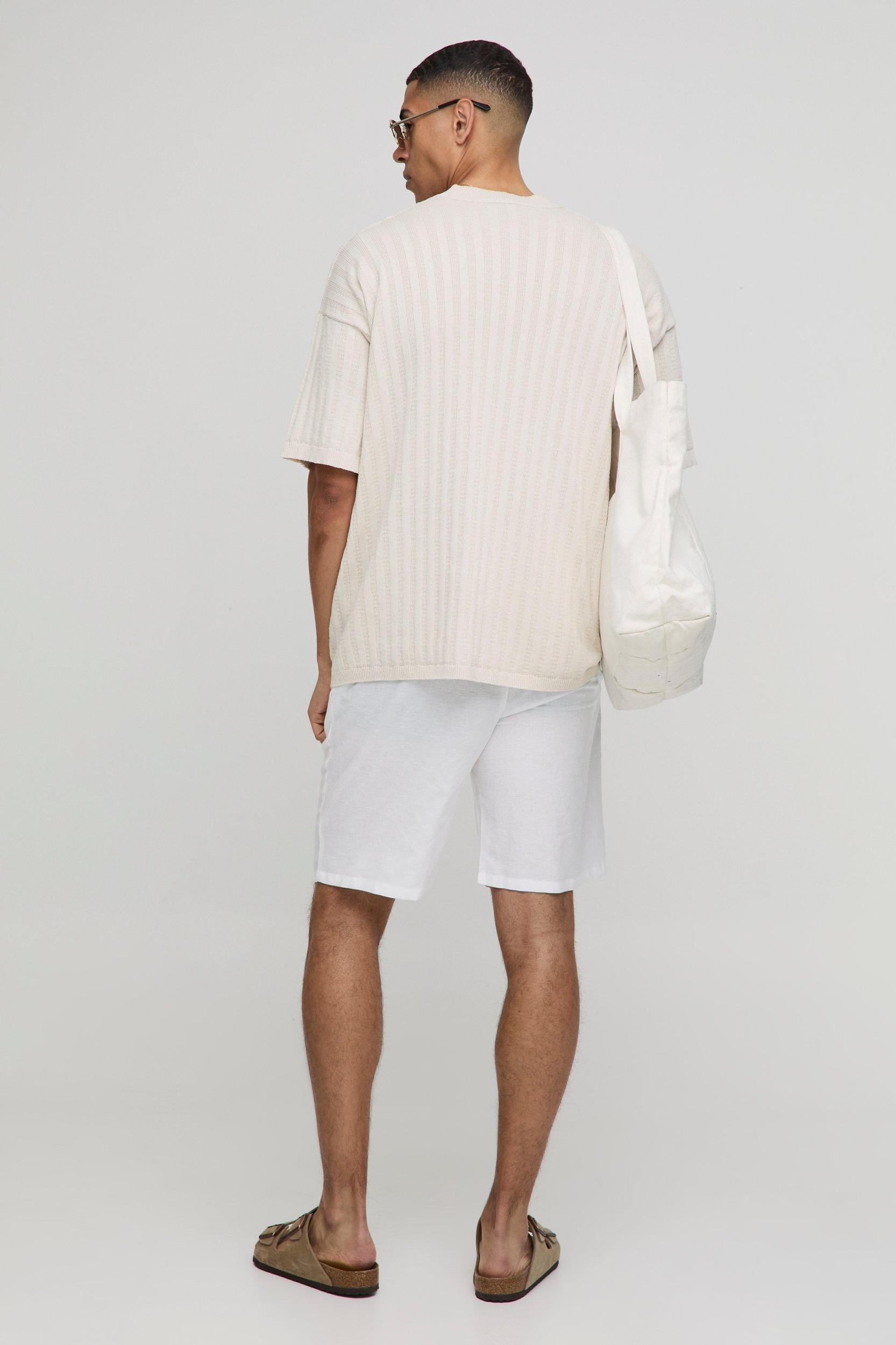 Oversized Extended Neck Ribbed Knitted T-Shirt | boohooMAN USA Product Image