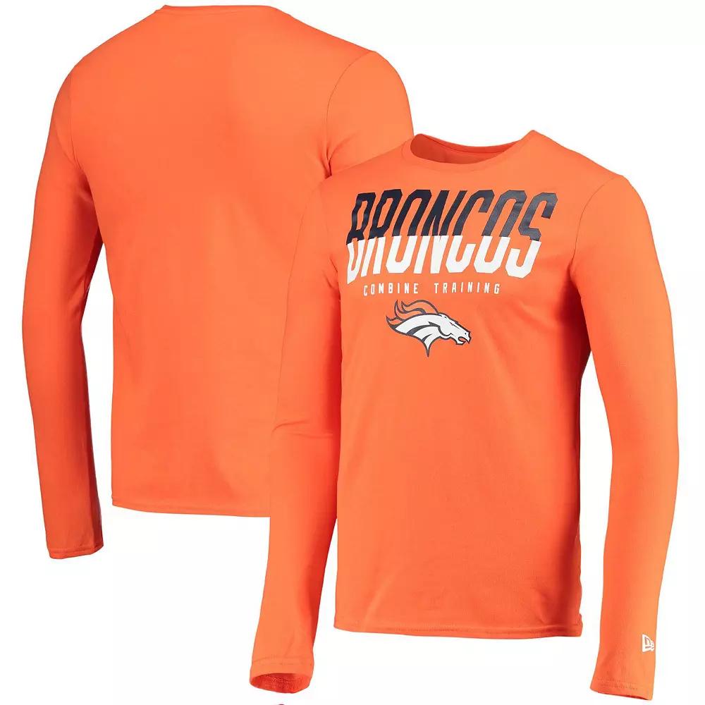 Men's New Era Orange Denver Broncos Combine Authentic Split Line Long Sleeve T-Shirt,  Product Image