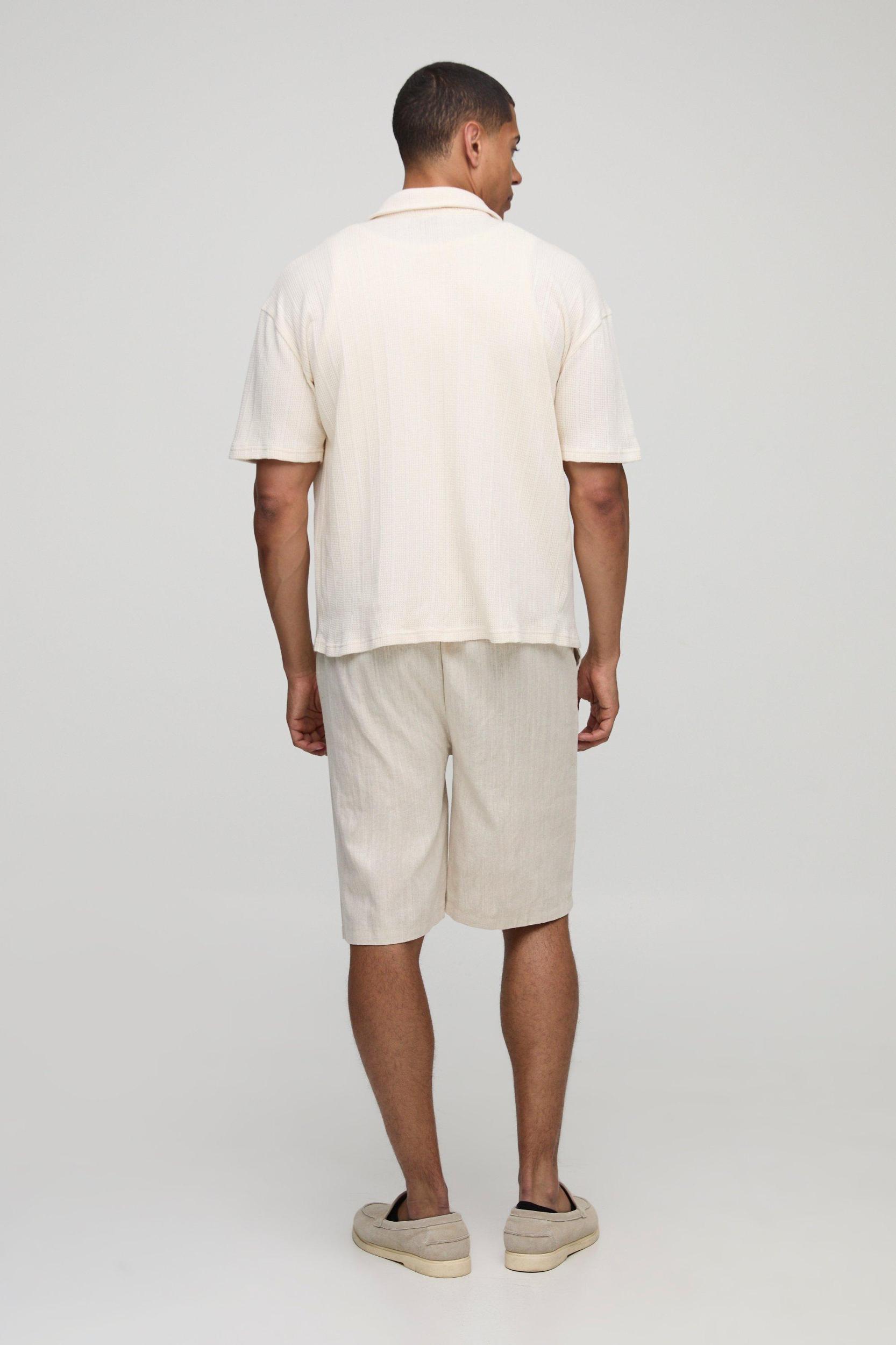 Ribbed Oversized Short Sleeve Shirt | boohooMAN USA Product Image