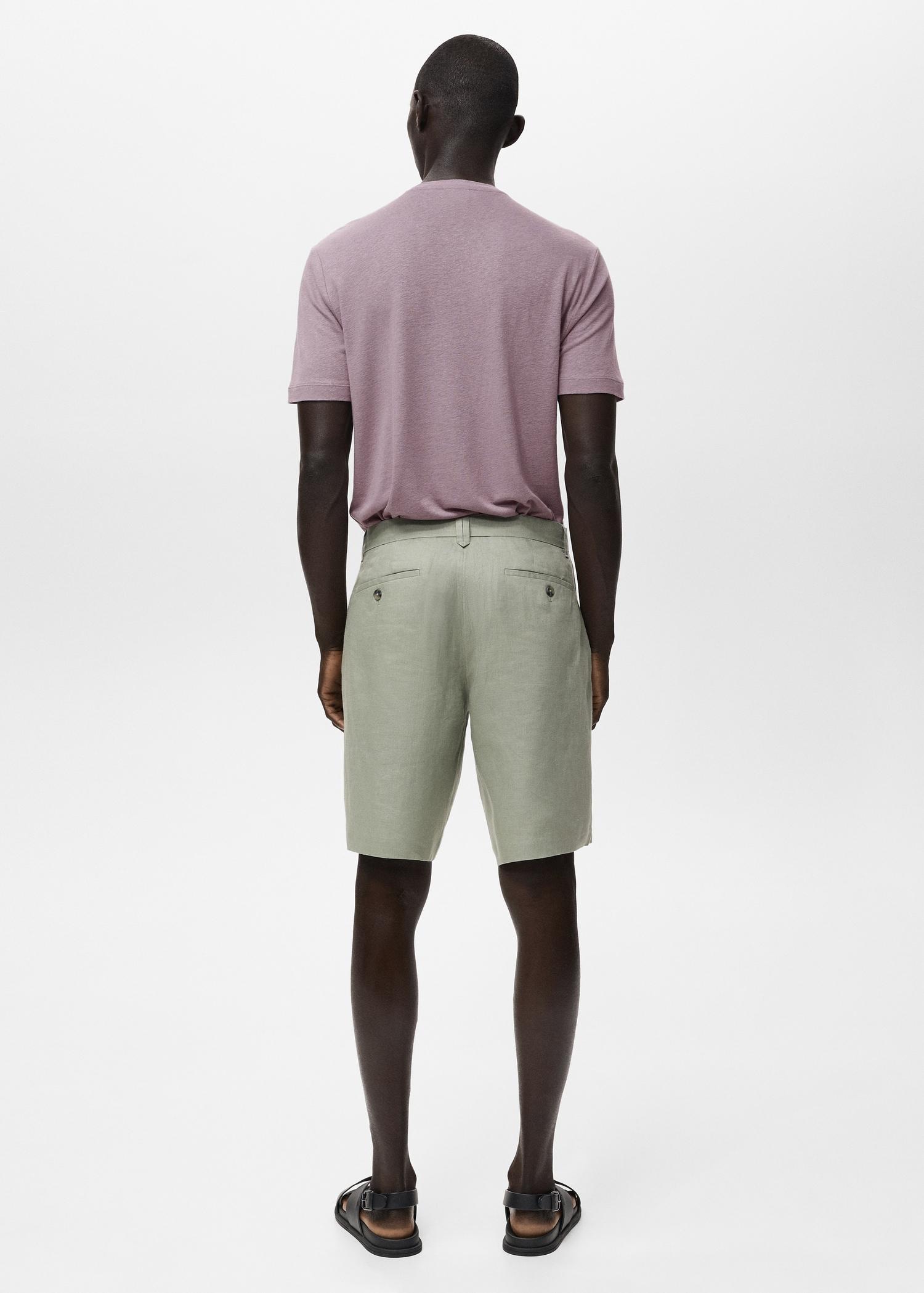 Slim-fit 100% linen bermuda shorts - Men | MANGO USA Product Image
