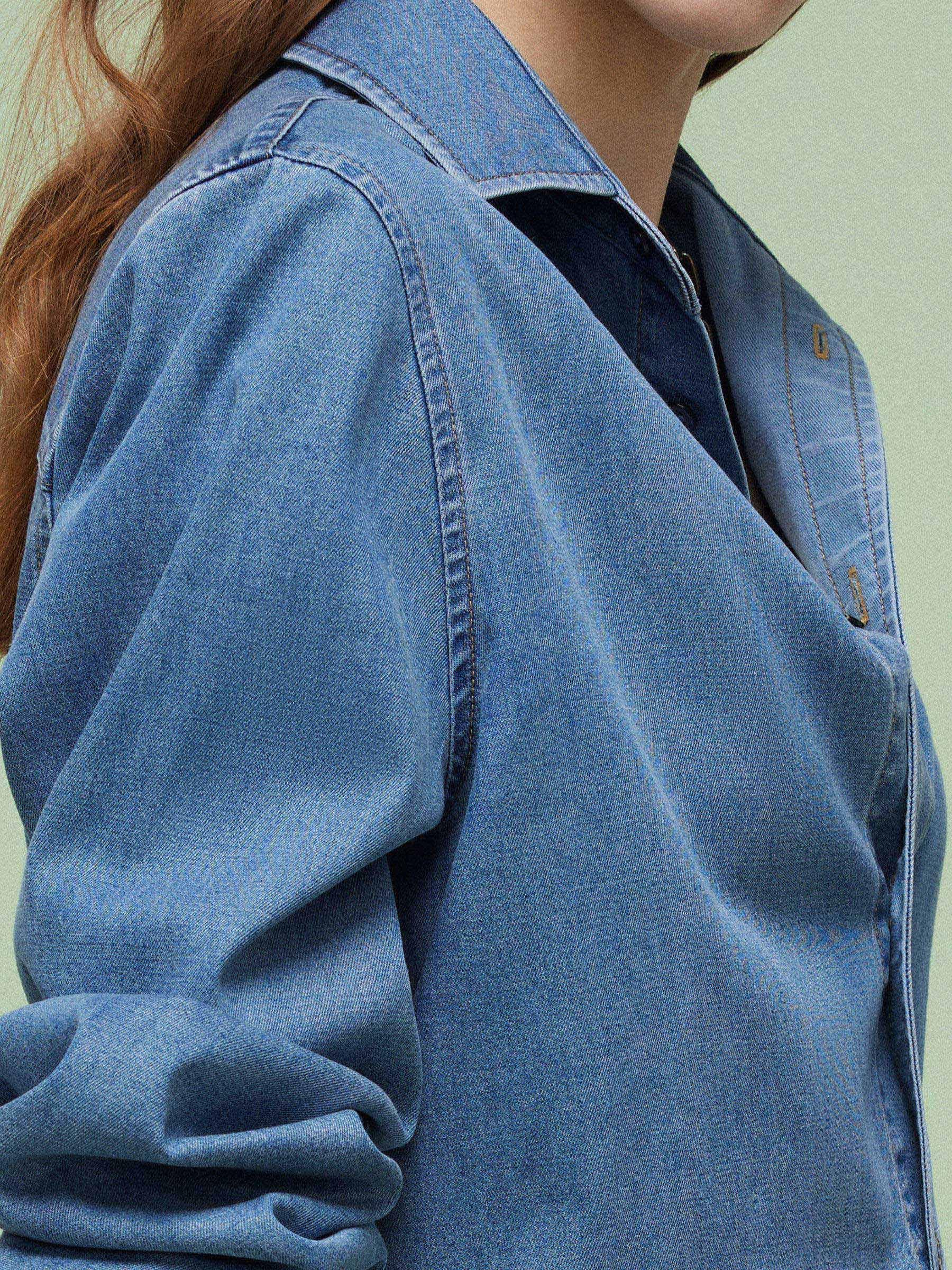 Denim Long Sleeve Women Shirt Product Image