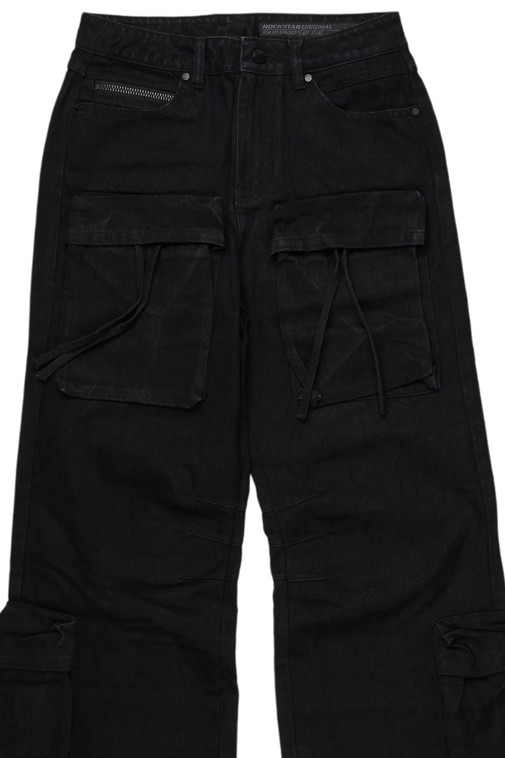 Cazer Black Baggy Fit Cargo Jean Male Product Image
