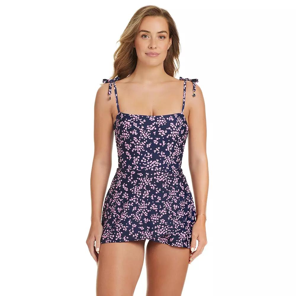 Women's Draper James Shirred Swimdress, Size: Small, Red Blossom Product Image