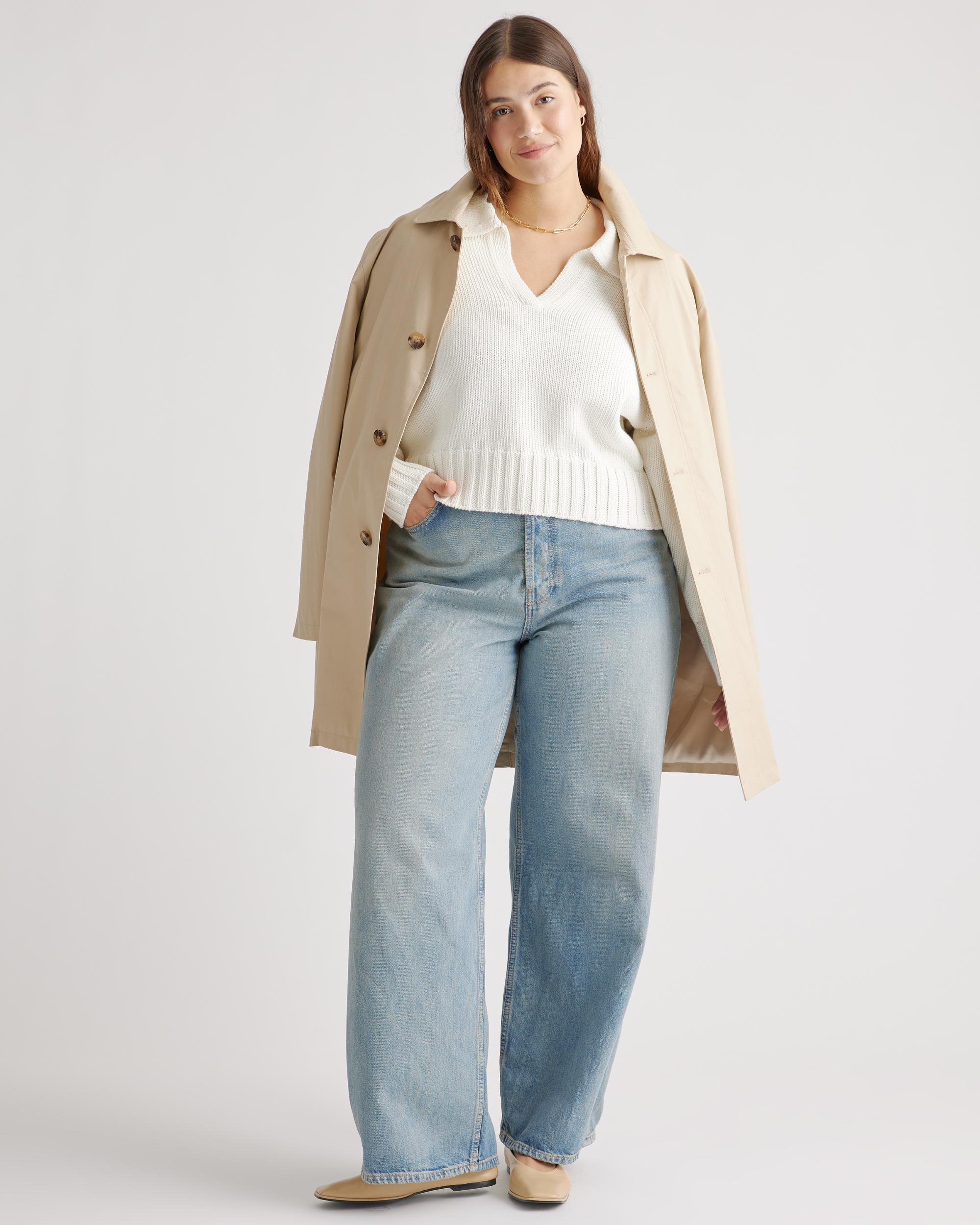 Quince | Women's 100% Organic Cropped Cotton Polo Sweater Size XS, Organic Cotton Product Image