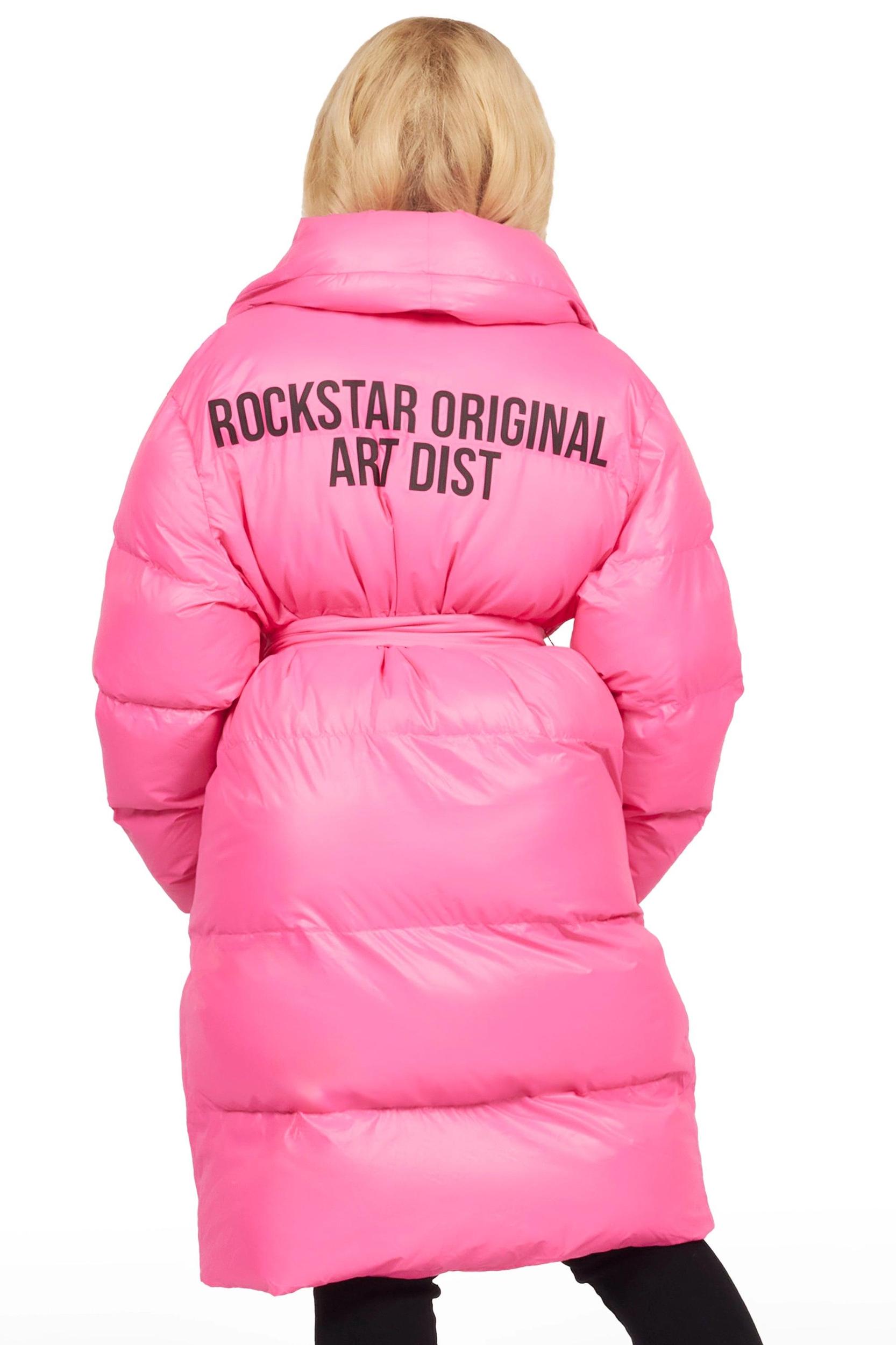 Sehrazat Hot Pink Long Wrap Puffer Jacket Female Product Image
