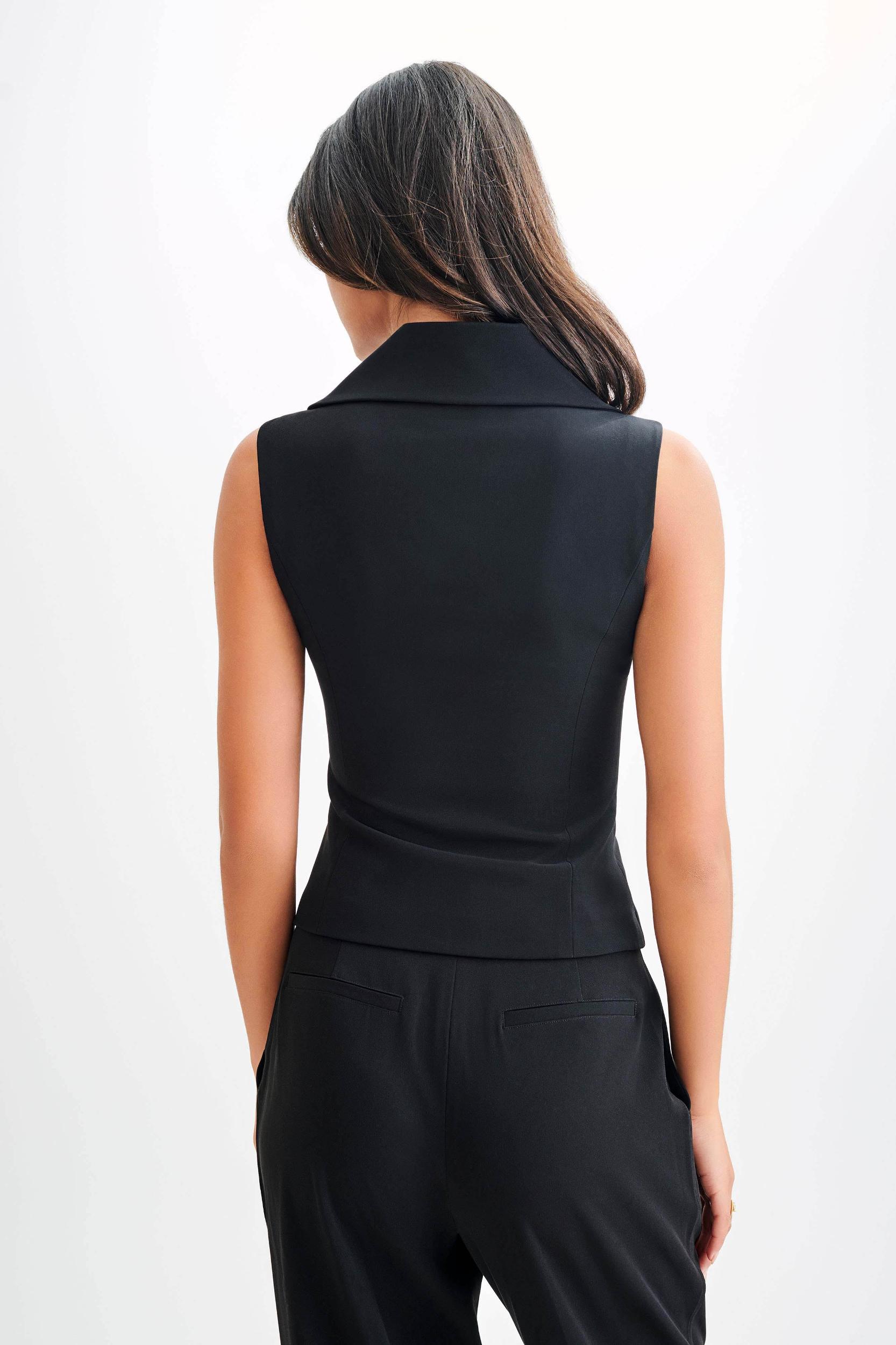 Berkley Suiting Waistcoat With Cowl - Black Product Image