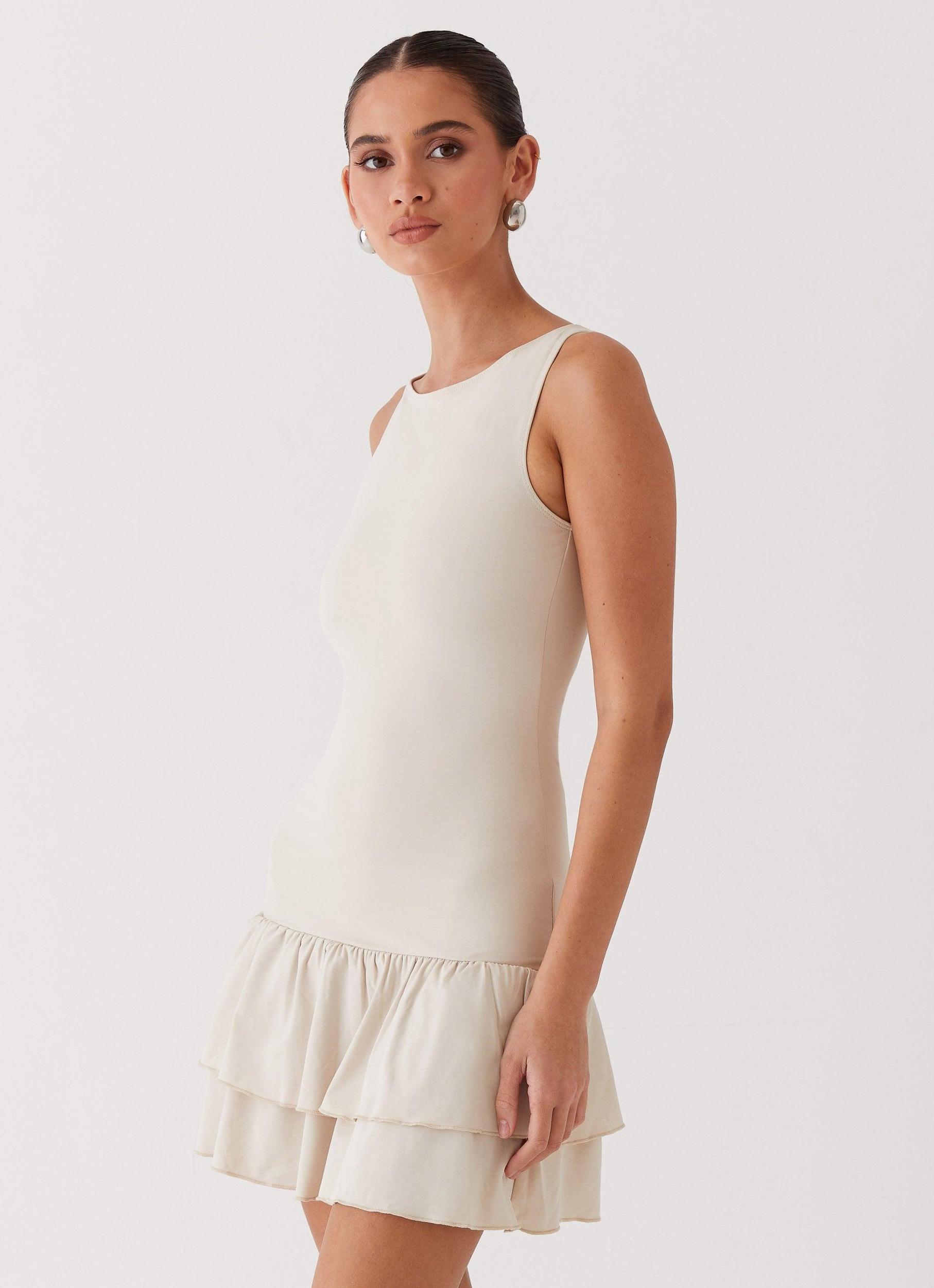 Rhiannon Frill Mini Dress - Ivory Product Image