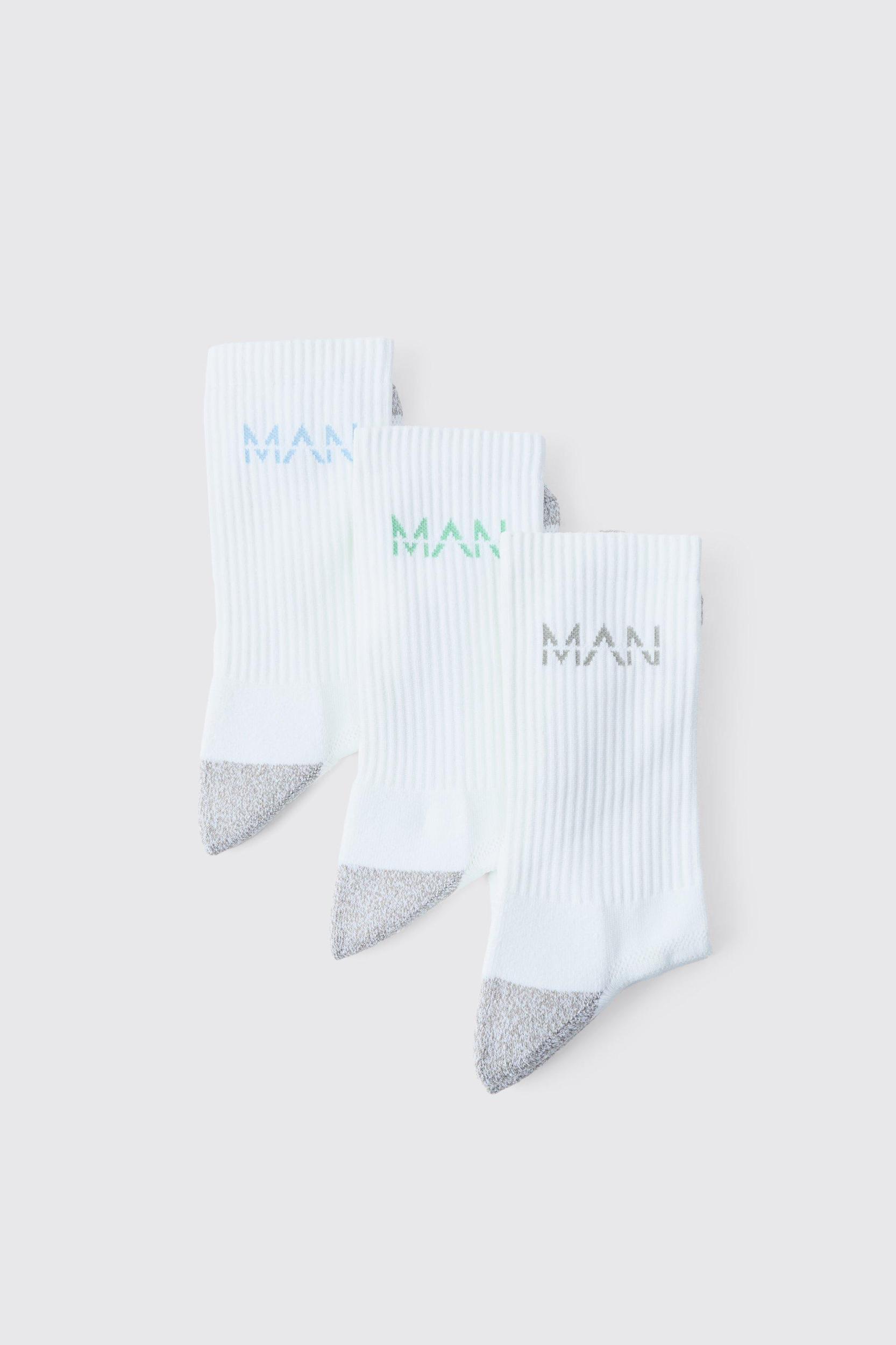 Man Active Cushioned Training Crew 3 Pack Socks | boohooMAN USA Product Image
