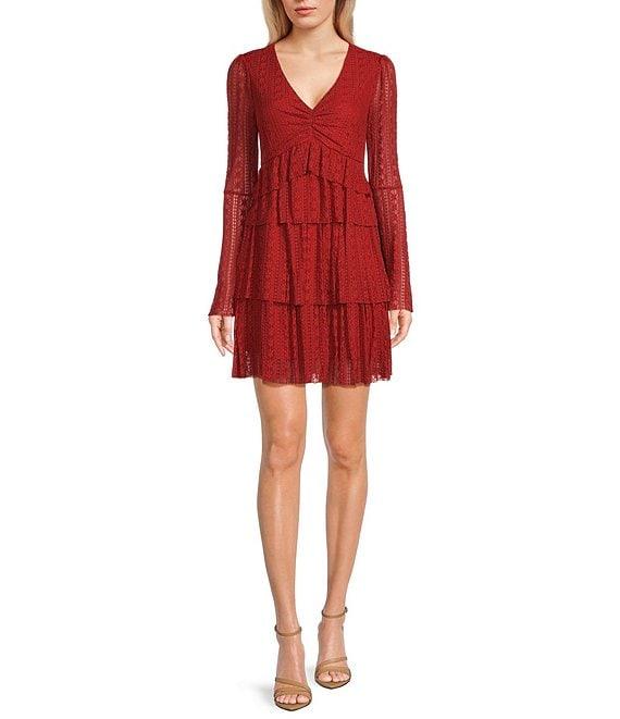 C&V Chelsea & Violet Flare Sleeve Textured Dress Product Image
