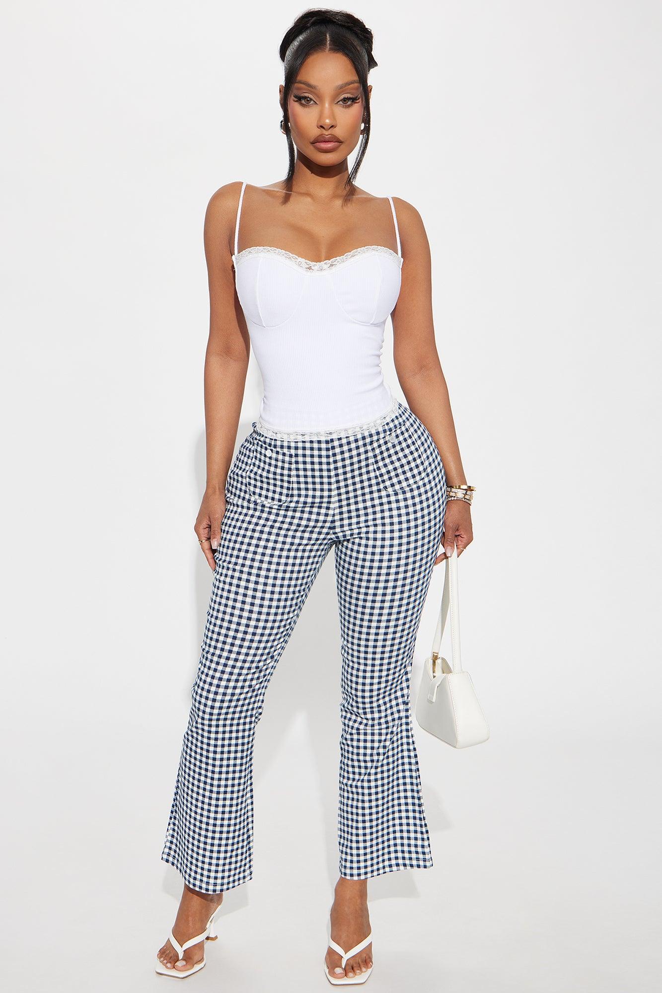Sorry Not Sorry Gingham Capri Pant - Navy/combo Product Image