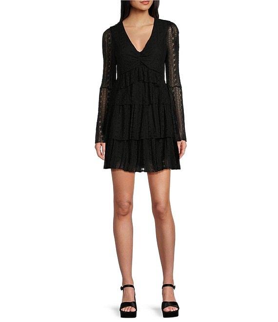 C&V Chelsea & Violet Flare Sleeve Textured Dress Product Image