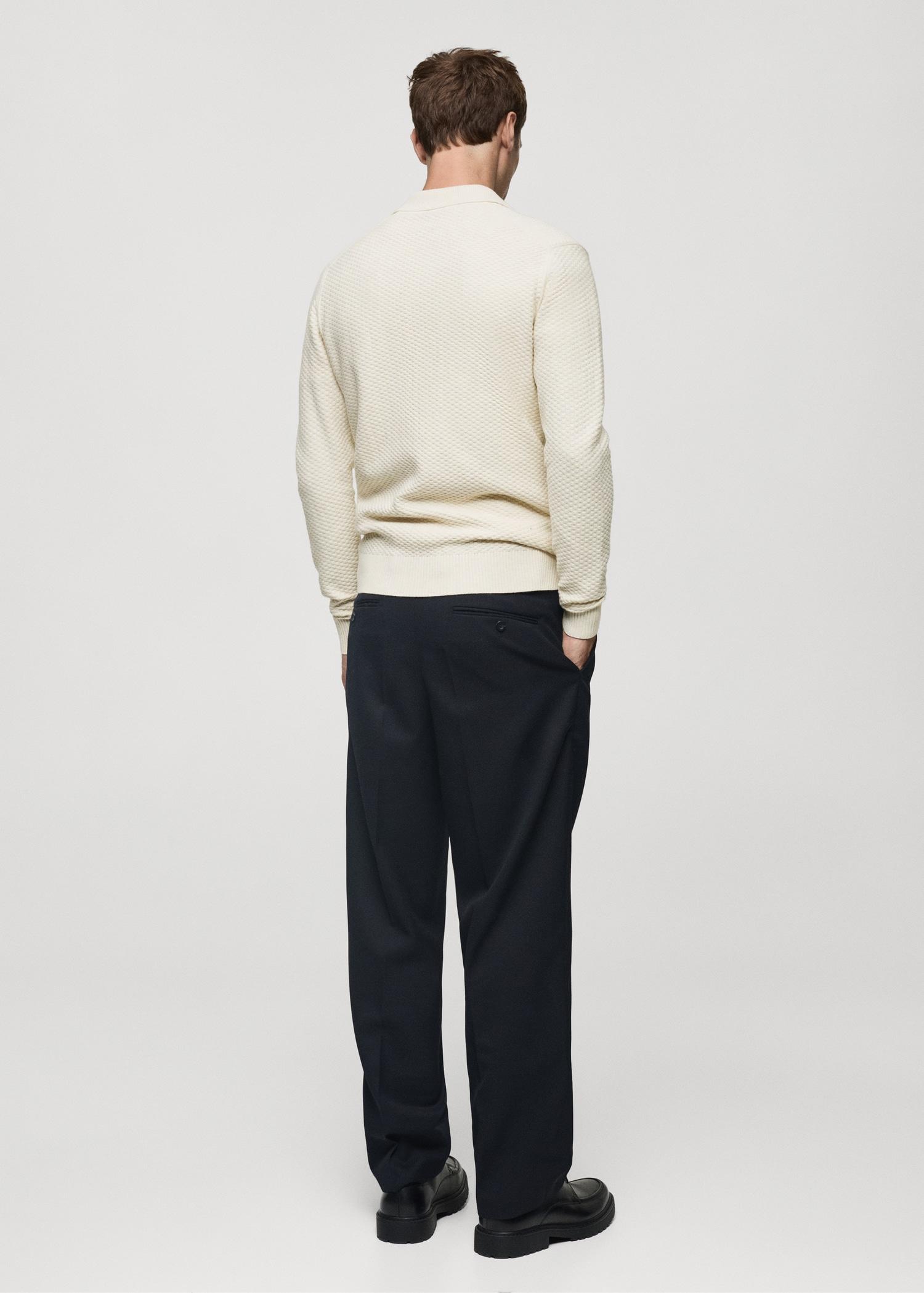 Cotton-blend structured polo sweater - Men | MANGO USA Product Image