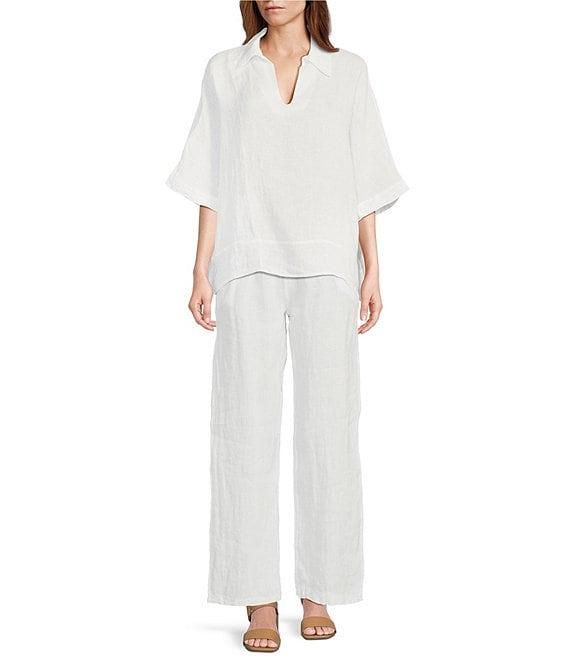 M Made in Italy Linen Wide Leg Pants Product Image