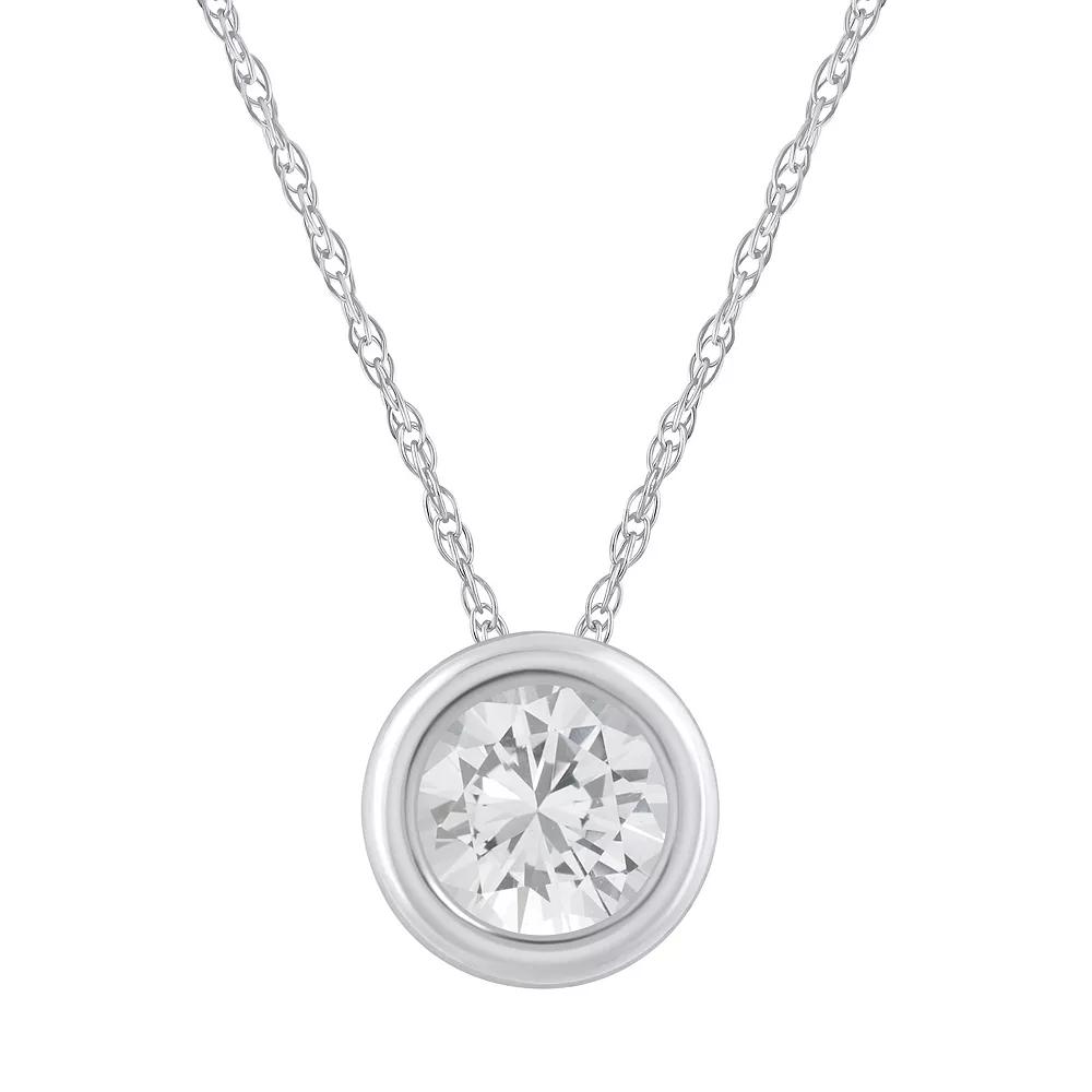Celebration Gems 10k White Gold 5 mm Round Gemstone Pendant Necklace, Women's, Size: 18", White Topaz Product Image