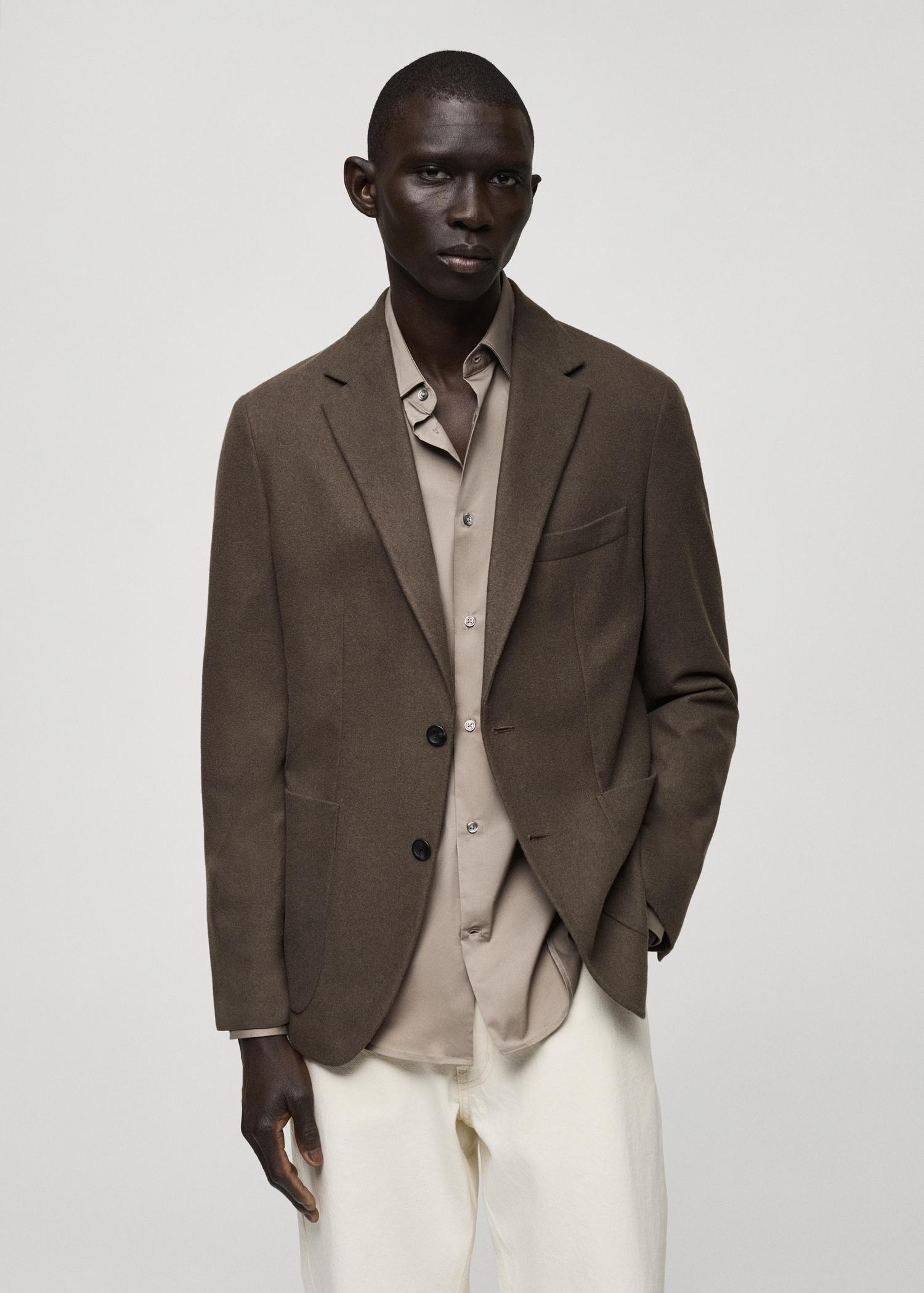 Slim fit wool blend blazer - Men | MANGO USA Product Image