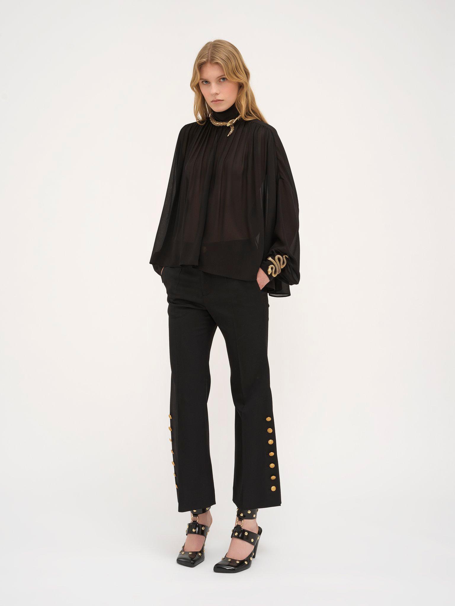 Cropped pants in wool grain de poudre Product Image