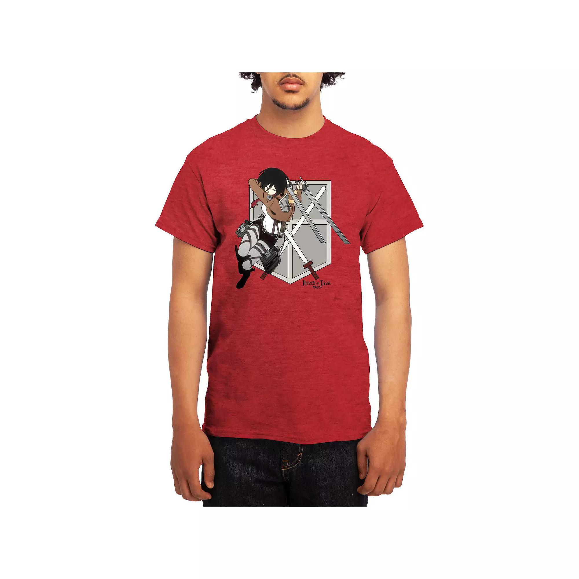 Men's Attack on Titan Mikasa Flying Emblem Tee, Boy's, Size: XXL, Grey Light Blue Product Image