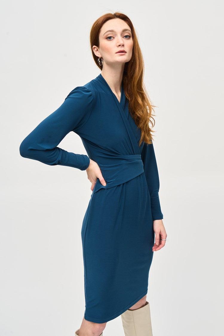 Silky Knit Draped Wrap dress Product Image