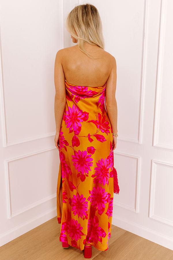 Rooftop Fiesta Satin Floral Maxi Dress Product Image