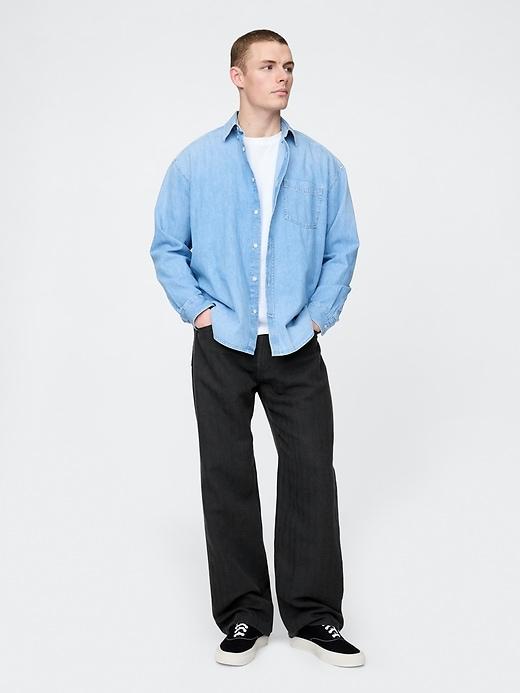 Linen-Cotton '90s Loose Herringbone Pants Product Image