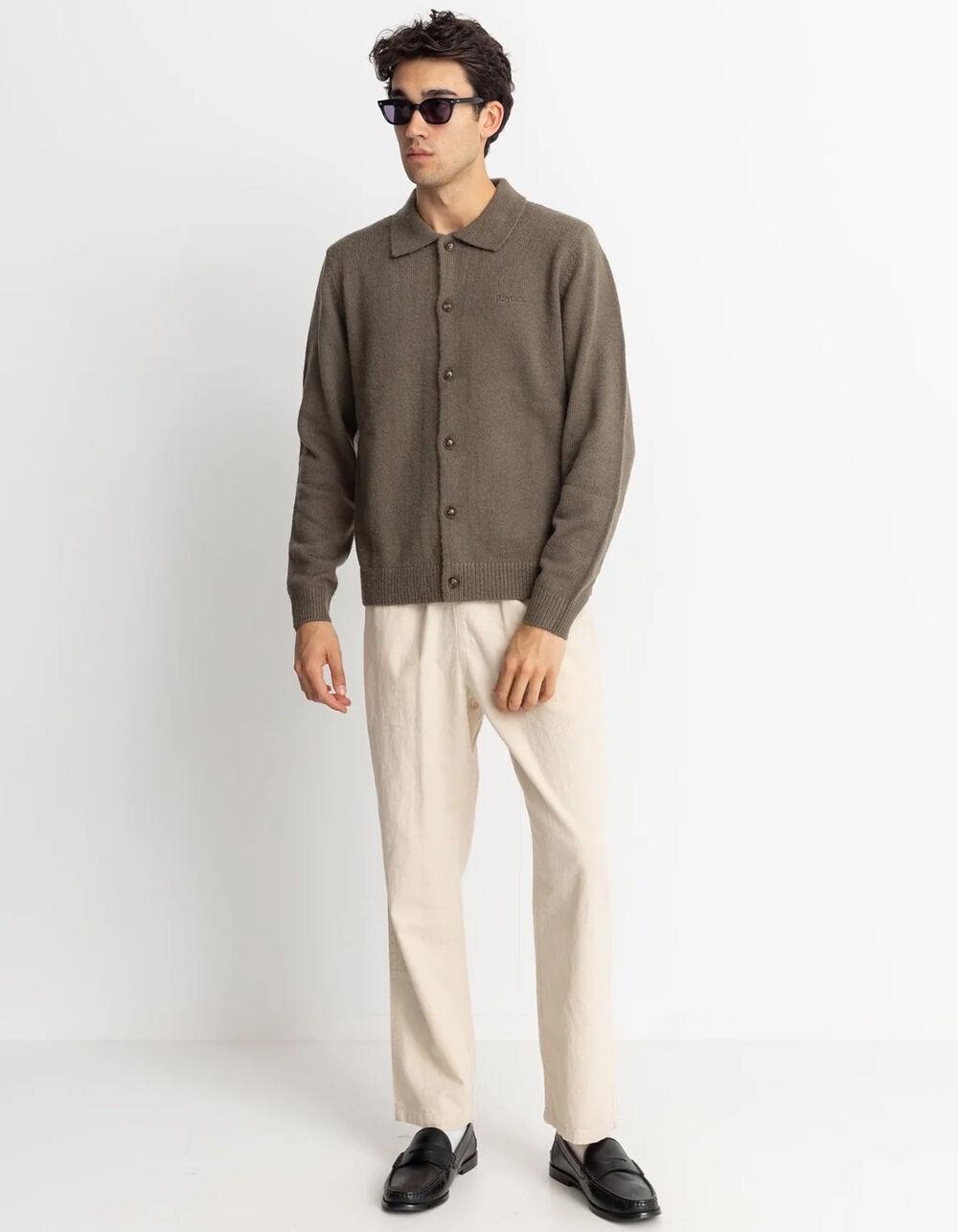 RHYTHM Mohair Mens Long Sleeve Button Up Shirt - OLIVE Product Image