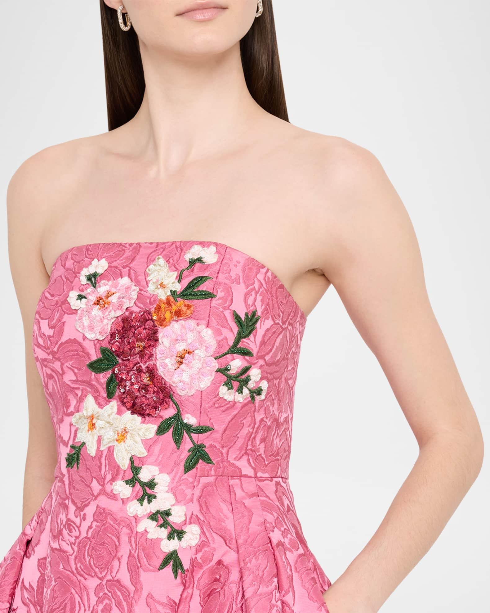 Belle Embroidered Floral Jacquard Gown Product Image