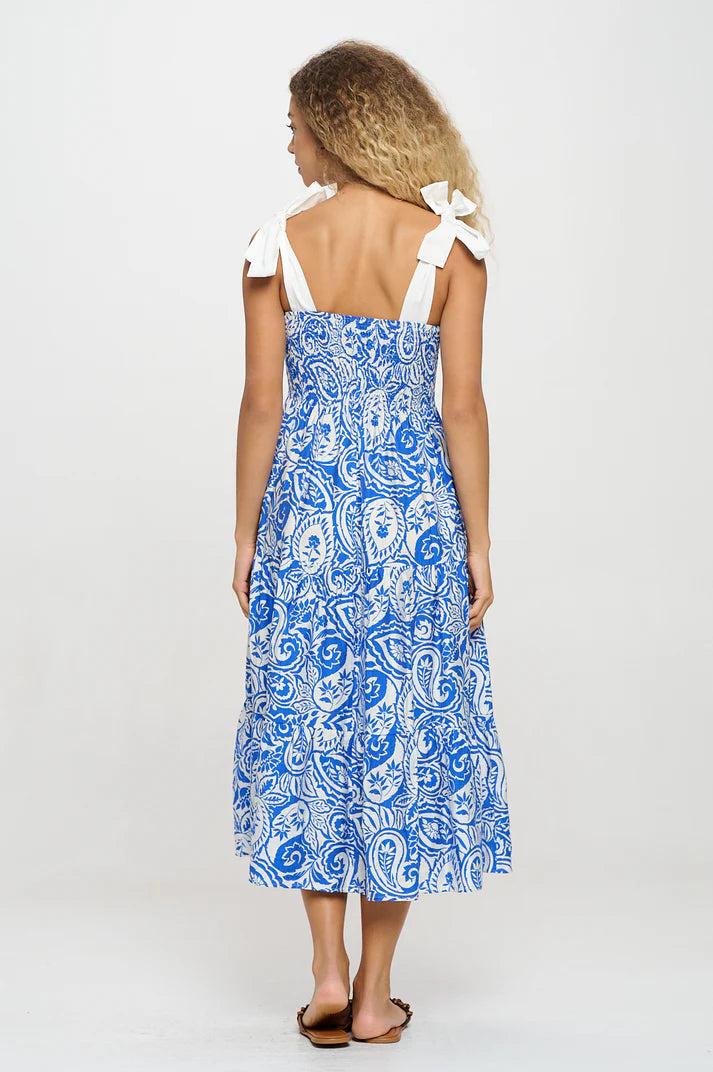 Athena Blue Paisley Tie Dress Product Image