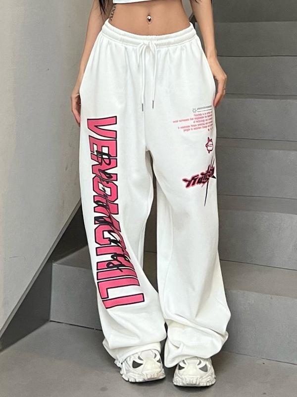 Contrast Color Print Loose Sweatpants Product Image