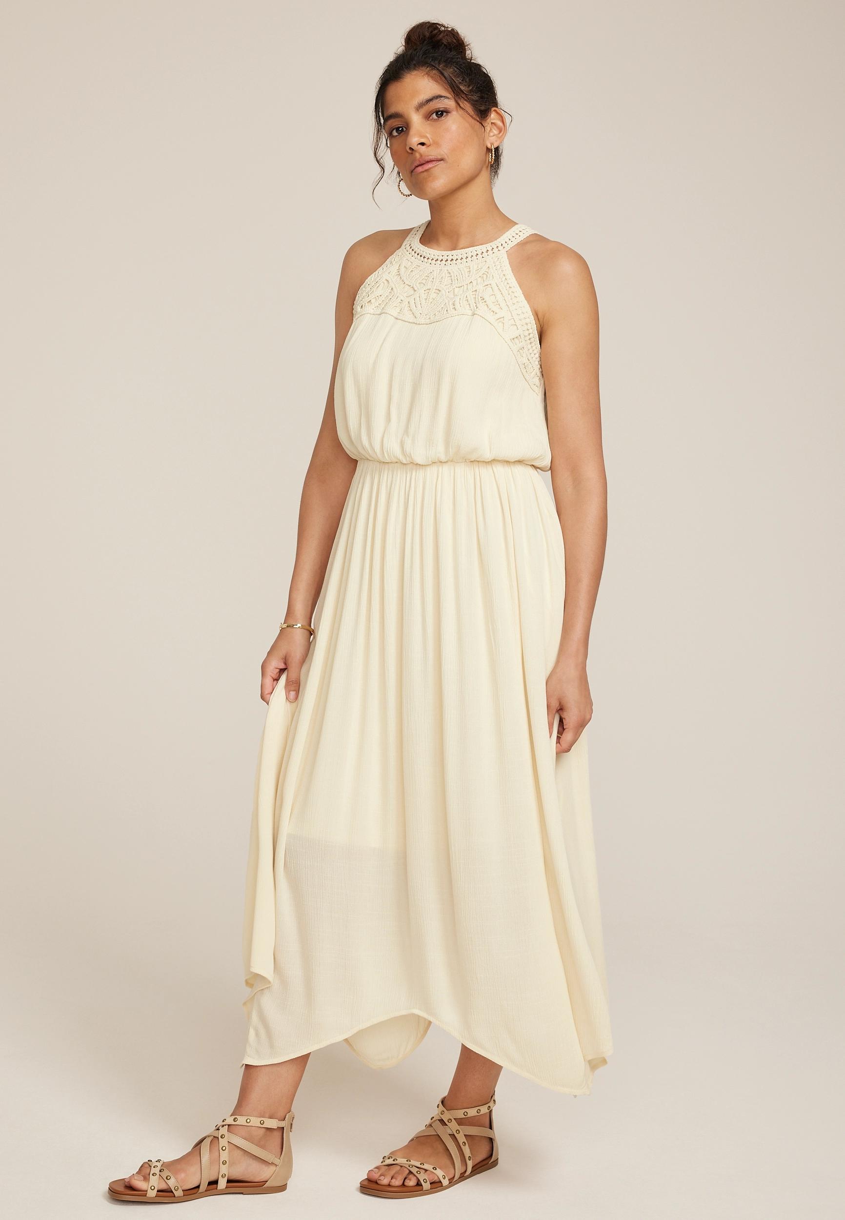 Bare Crochet Halter Neck Midi Dress Product Image