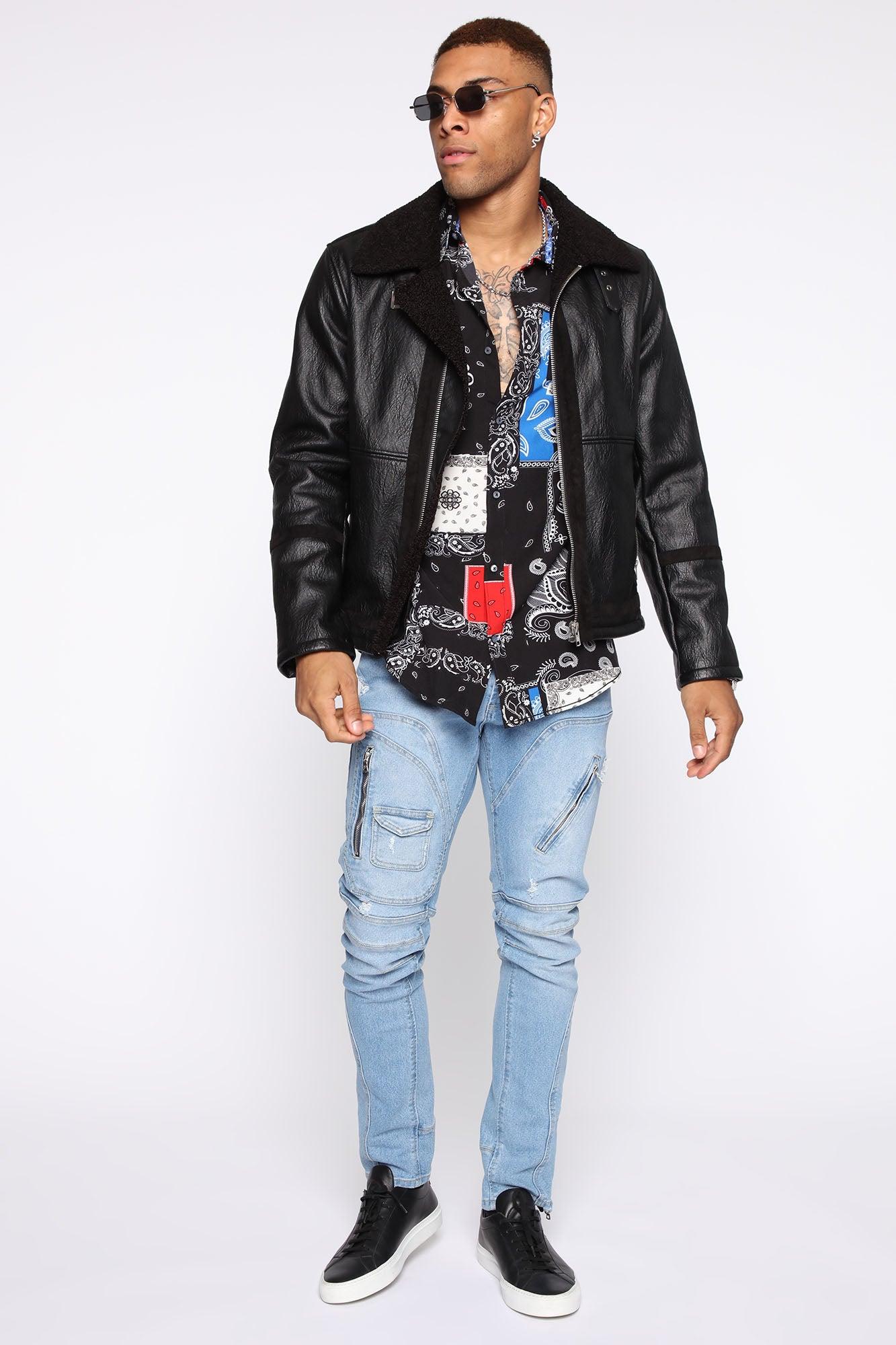 Skies Bandana Patchwork Long Sleeve Woven Top  - Black/combo Product Image