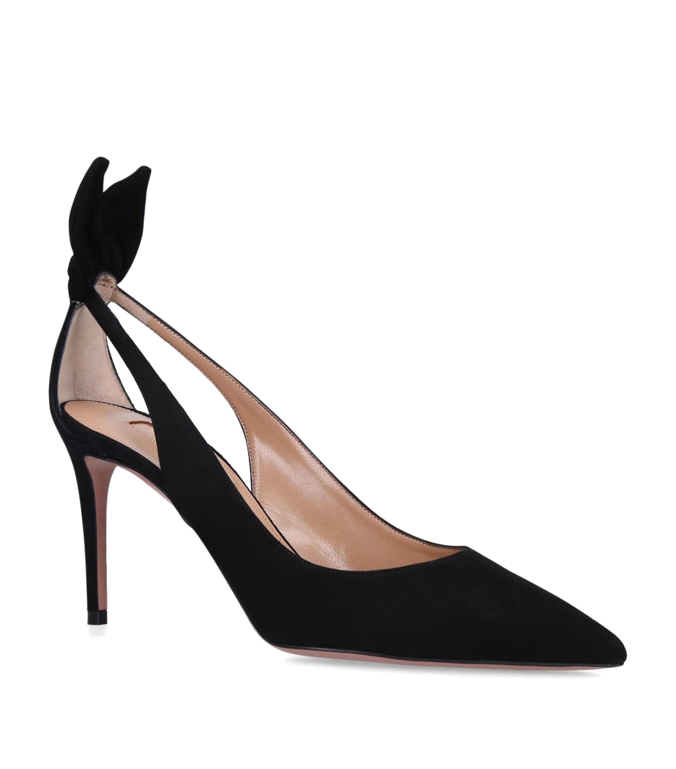 AQUAZZURA Bow Tie 85 Suede Pumps In Black Product Image
