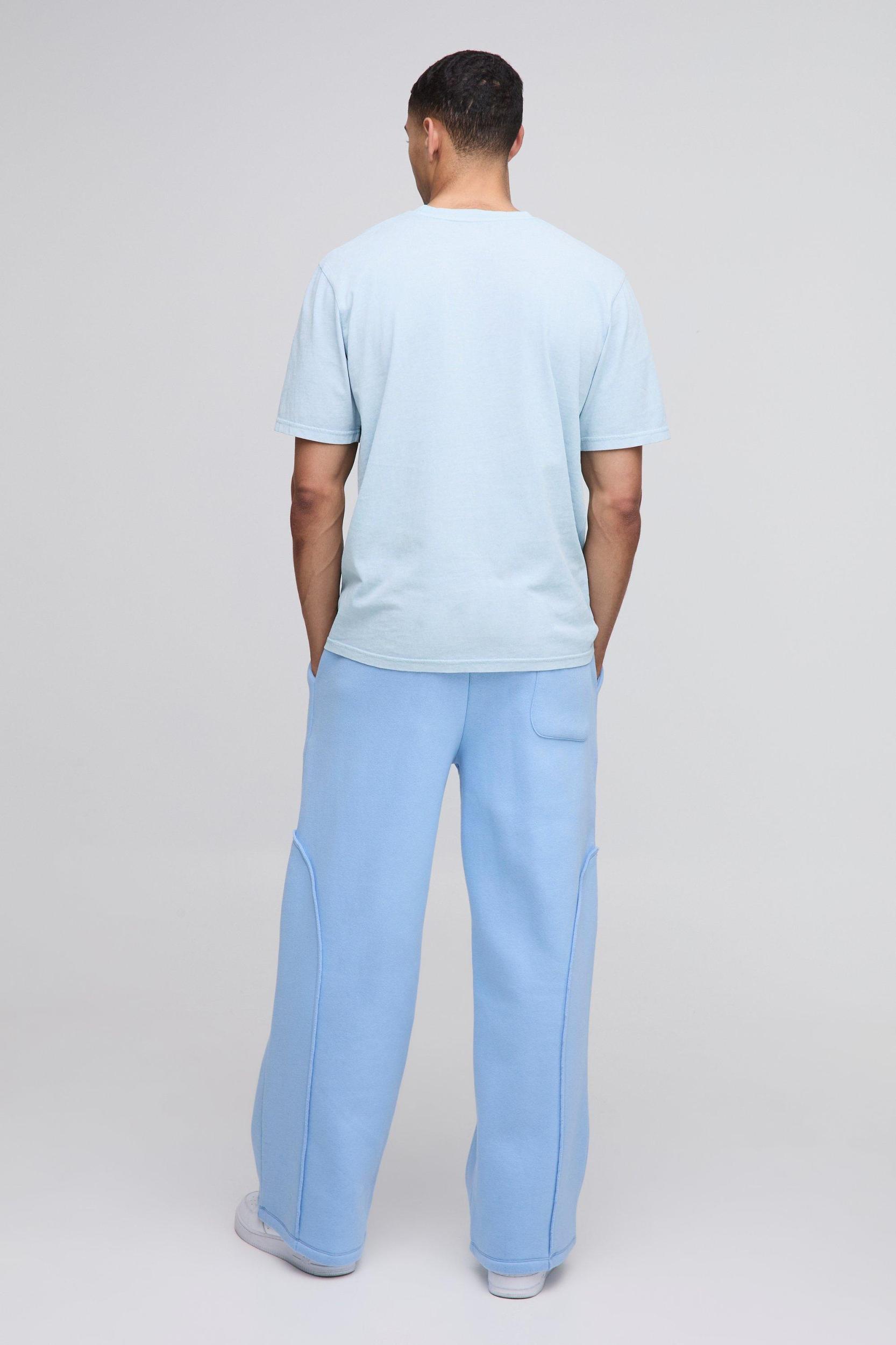 Wide Leg Seam Detail Raw Edge Sweatpants | boohooMAN USA Product Image