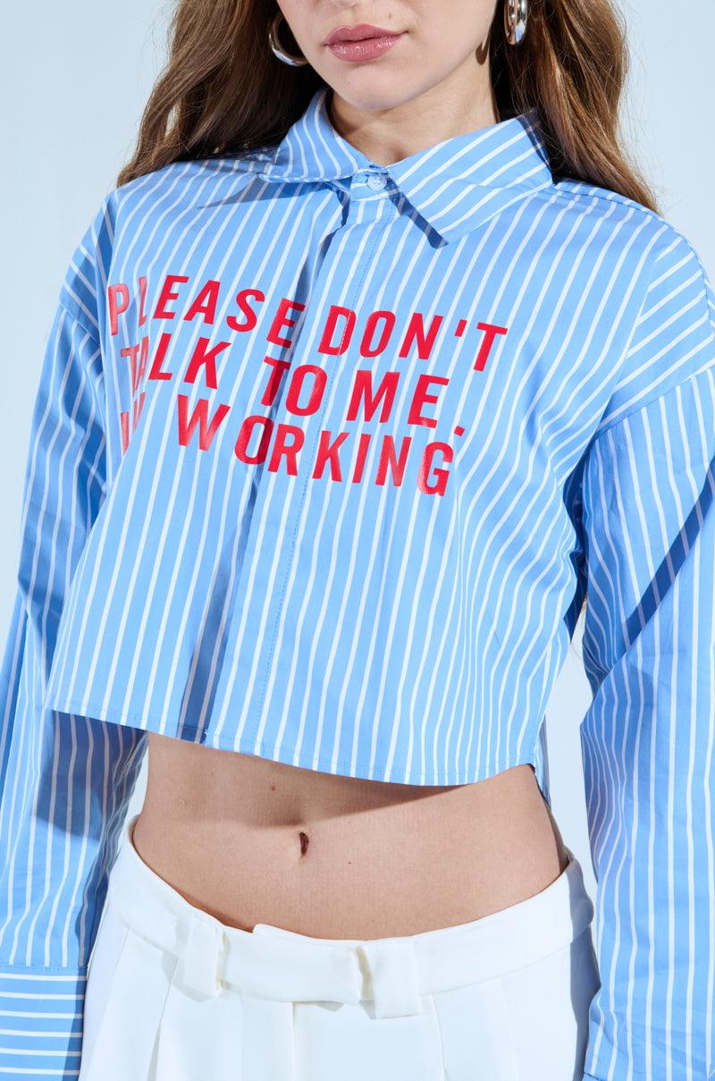 PLEASE DONT TALK TO ME BUTTON DOWN TOP Product Image