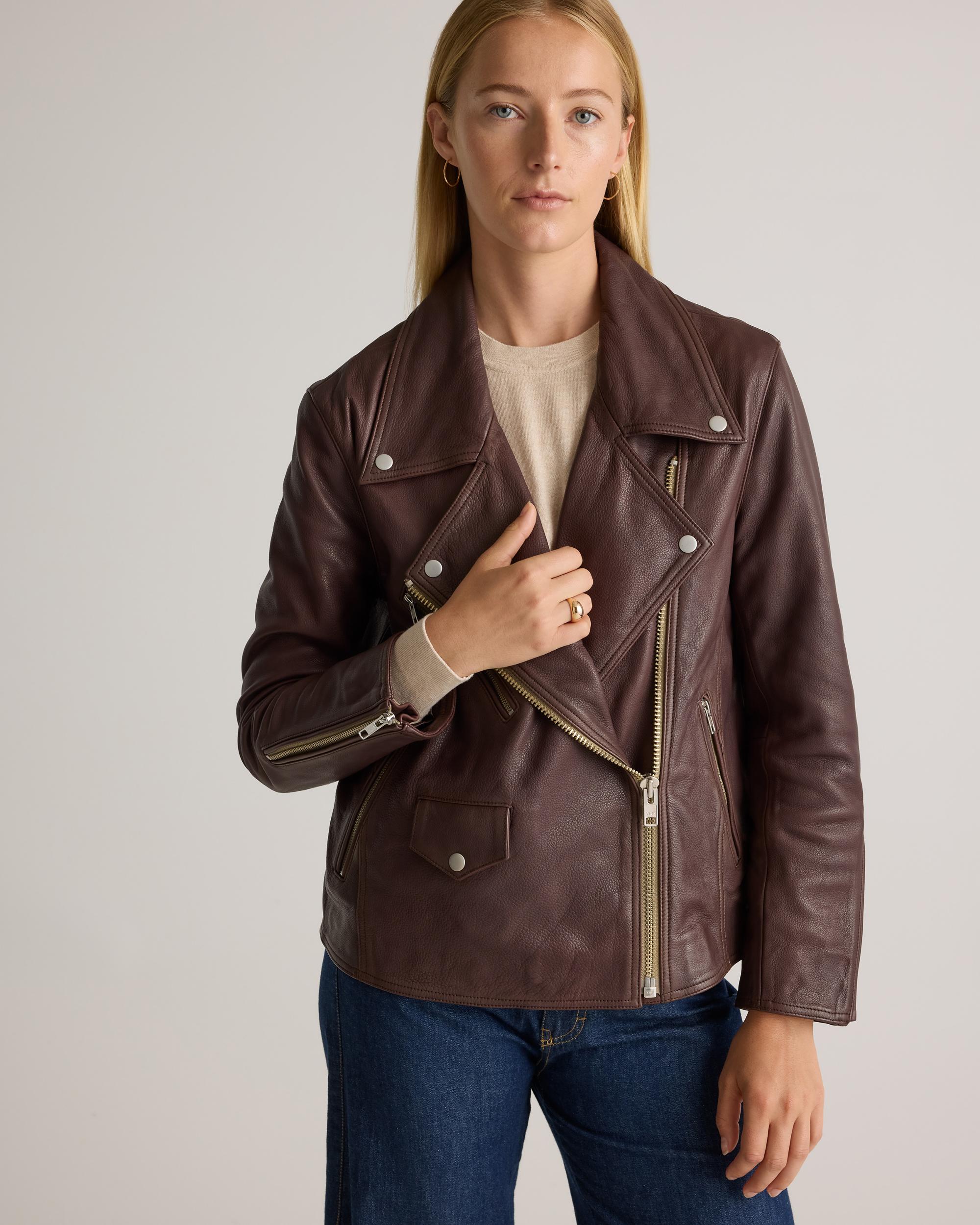 Quince | Women's Oversized Biker Jacket Size XS, Leather Product Image