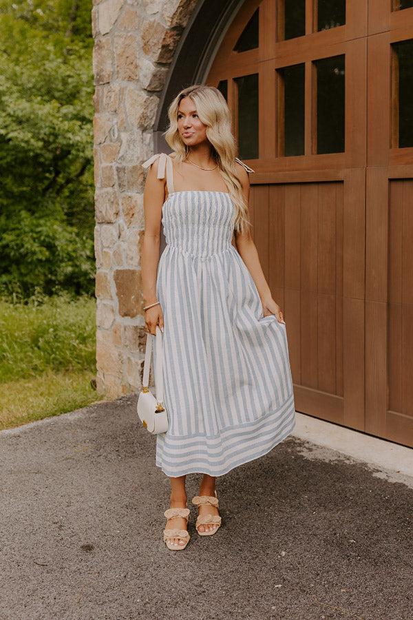 Shoreline Muse Linen-Blend Stripe Midi Dress Product Image