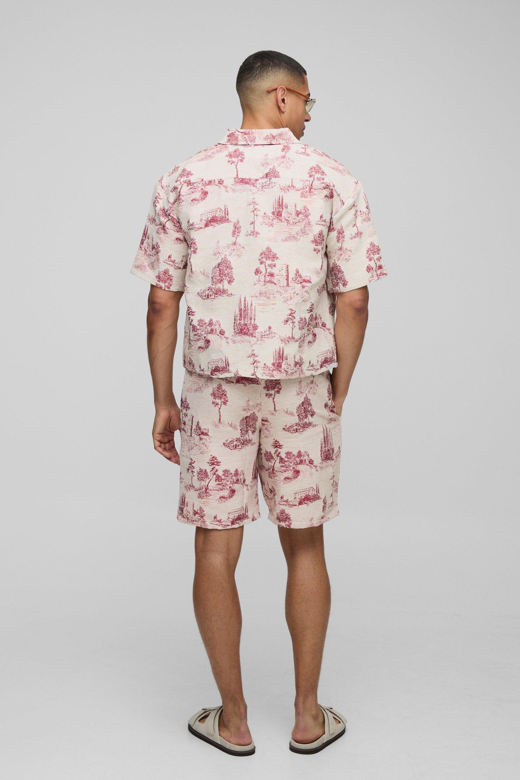 Relaxed Fit Tapestry Short | boohooMAN USA Product Image