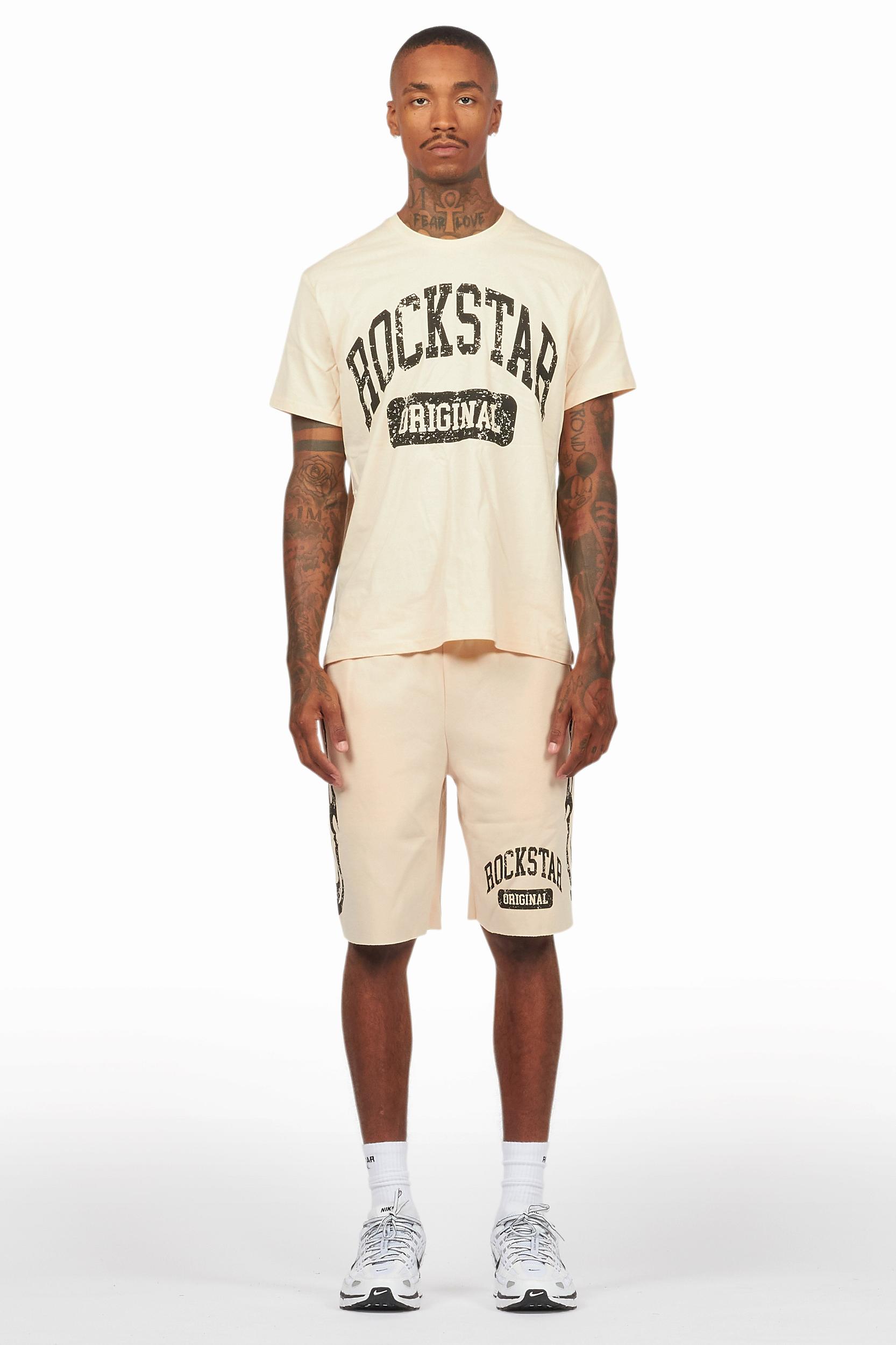 Members Beige T-Shirt/Short Set Male Product Image
