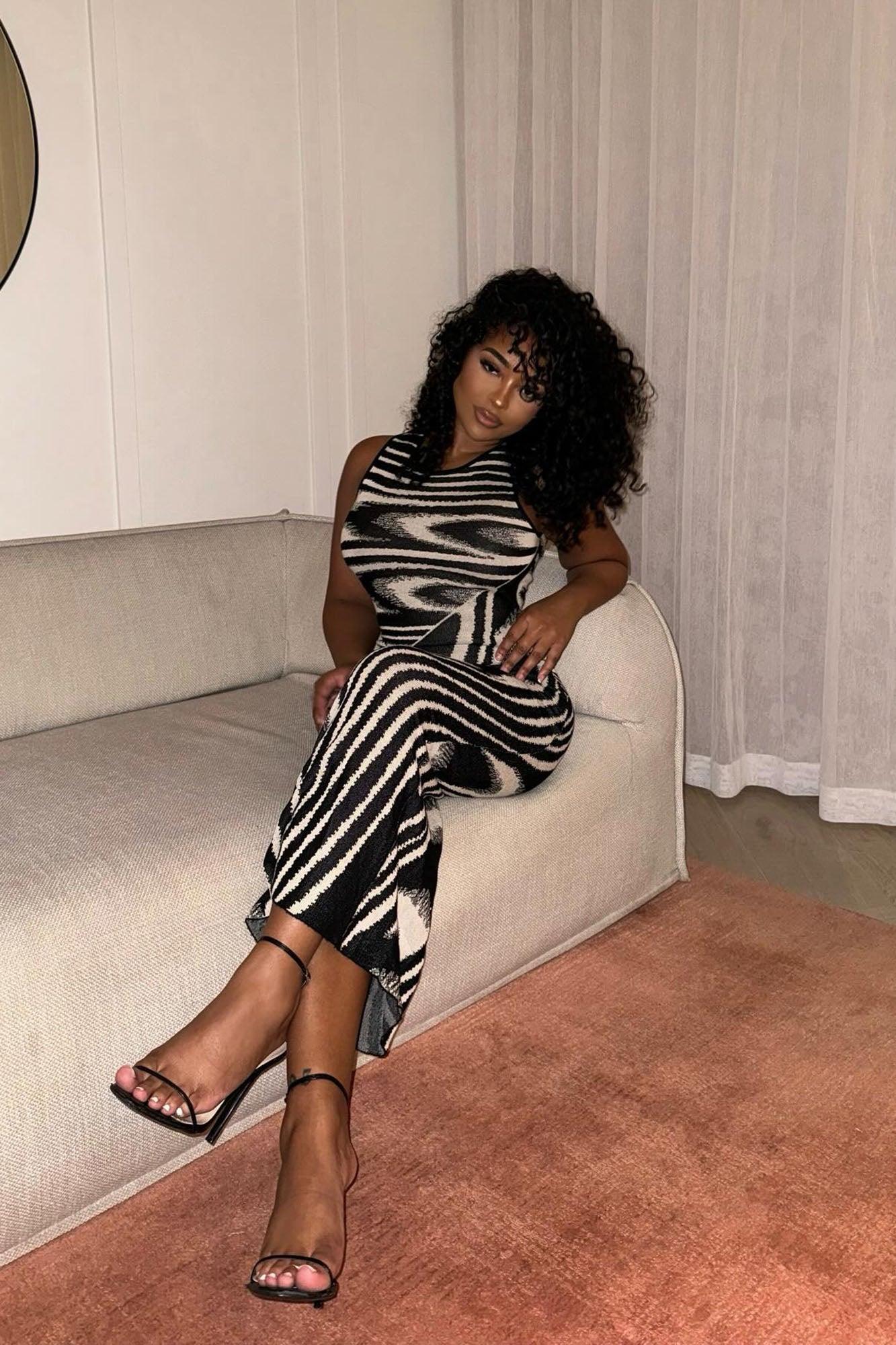 Kira Sweater Maxi Dress - Black/White Female Product Image