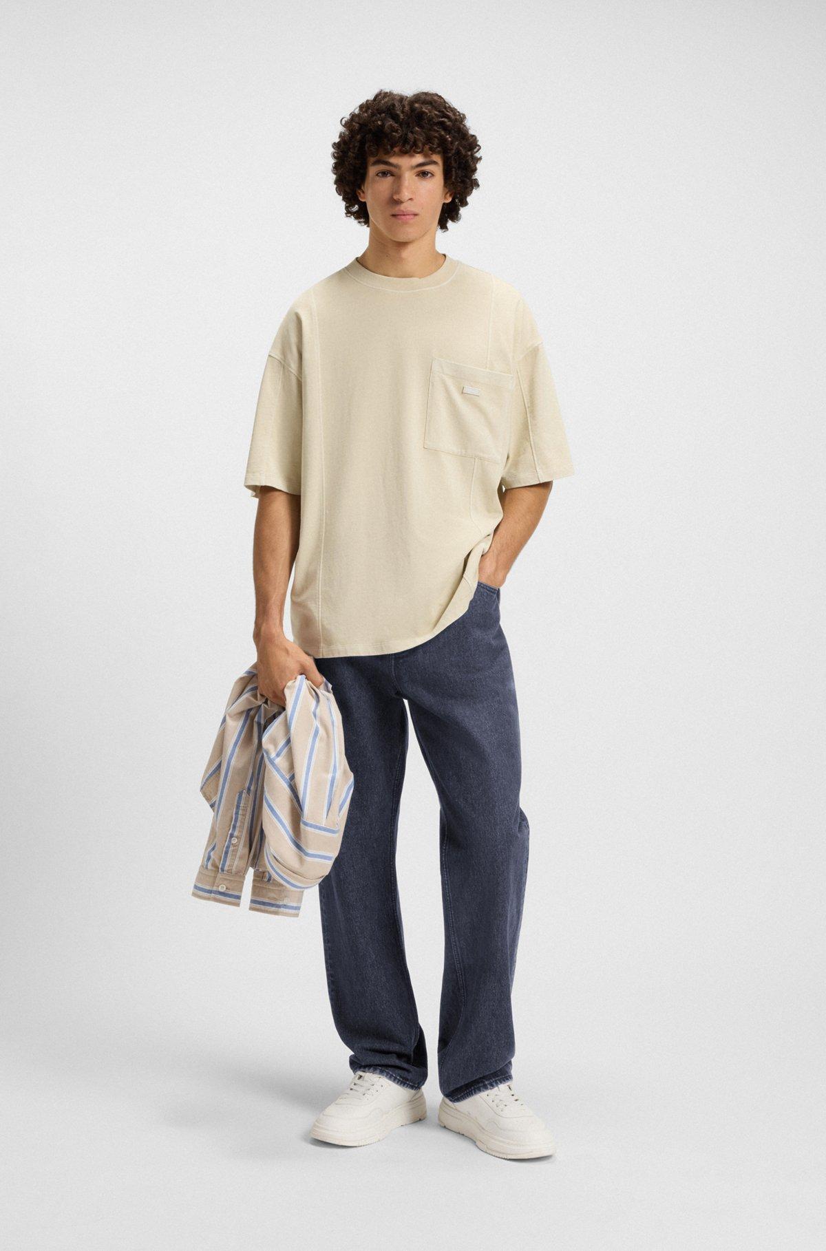 Baggy-fit jeans in black stonewashed denim Product Image