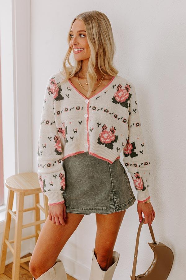 Sweet Moment Floral Wool-Blend Cardigan Product Image