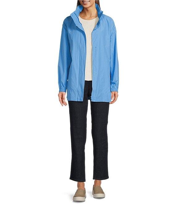 Eileen Fisher Petite Size Organic Cotton Blend Stand Collar Long Sleeve Hidden Hood Coat Product Image